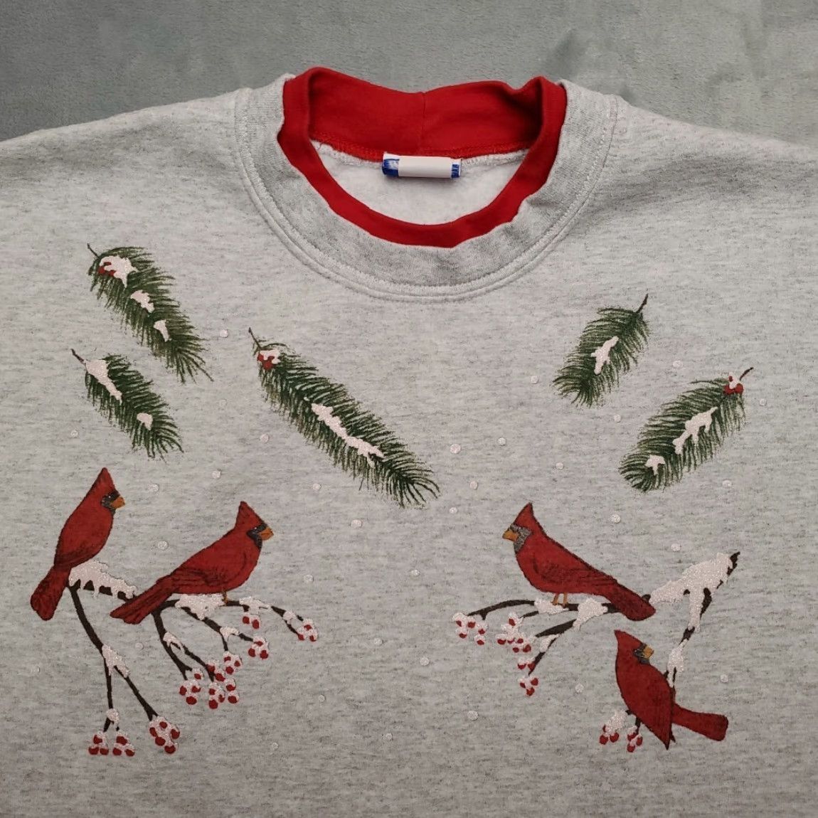 Vintage VTG PFI Fashions Sweatshirt Womens XL Gray Cardinal Bird Lover Grannycore Winter Size XL / US 12-14 / IT 48-50 - 3 Thumbnail