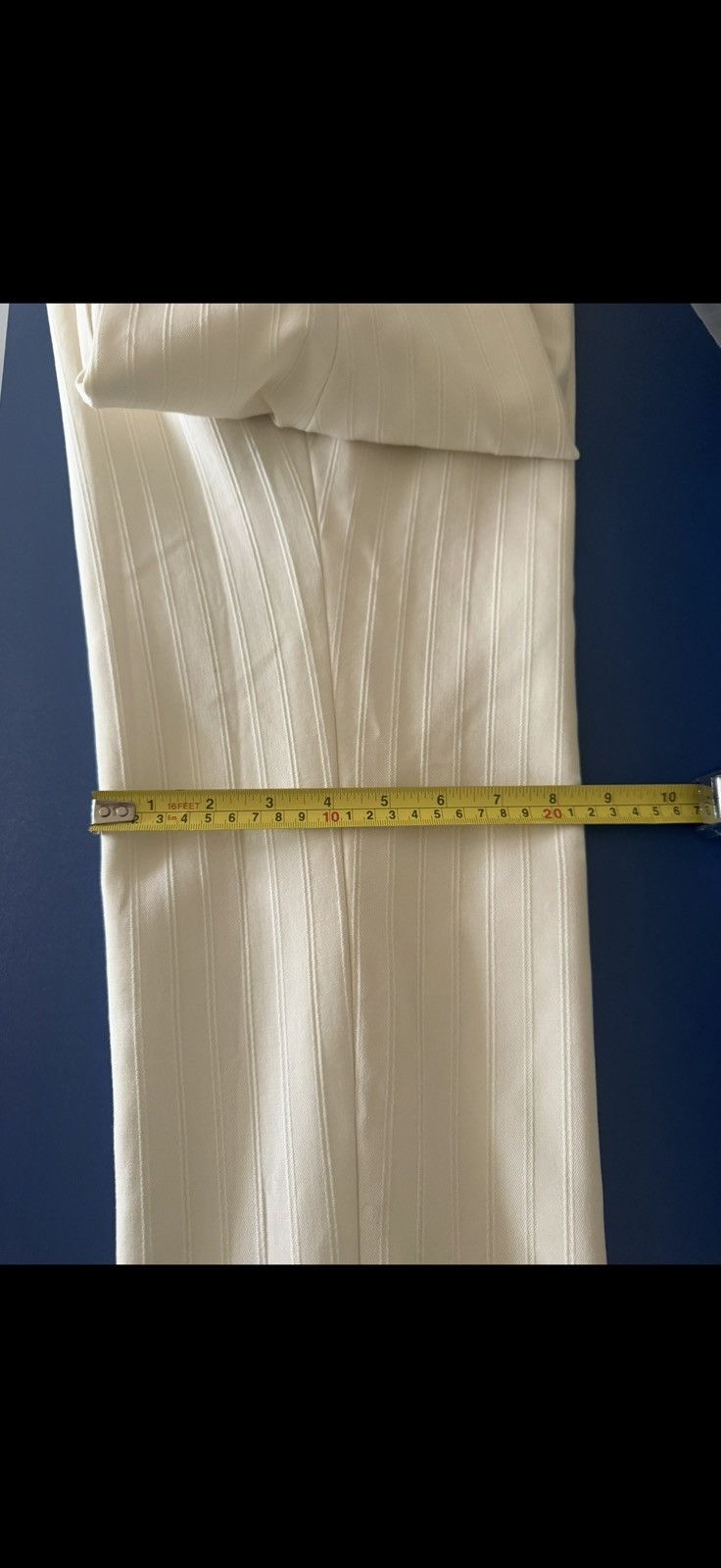 Saint Laurent Paris $1.35k SS22 Saint Laurent ivory pinstripe suit tuxedo pants Size 38L - 12 Thumbnail