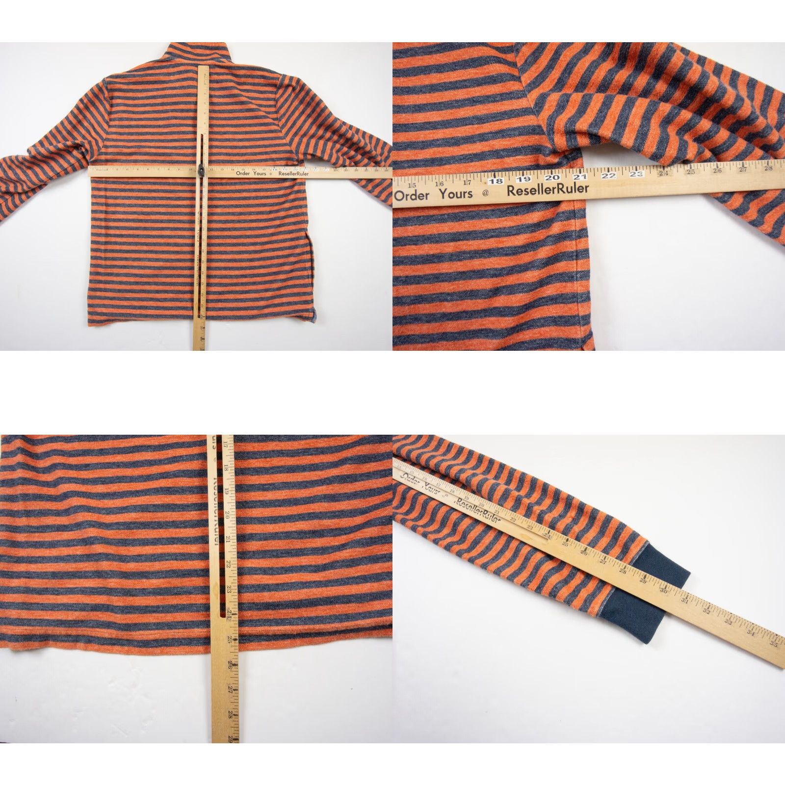 Vintage L.L. Bean Men's Sweater Medium Orange Striped 1/4 Zip Pullover Regular Fit Outdoor Size US M / EU 48-50 / 2 - 8 Thumbnail