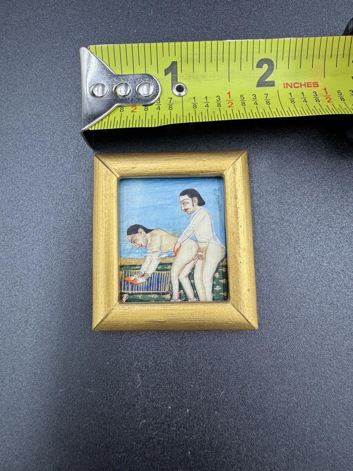 Designer Mughal Miniature Erotic Painting Framed Bone Indian Kama Size ONE SIZE - 6 Thumbnail
