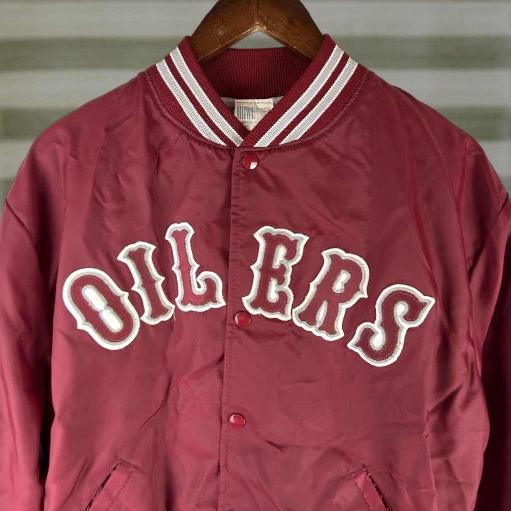 Vintage VINTAGE Howe Athletic Jacket Oilers Red Made in USA Mens Medium 80s 90s Sn ap? Size US M / EU 48-50 / 2 - 1 Thumbnail