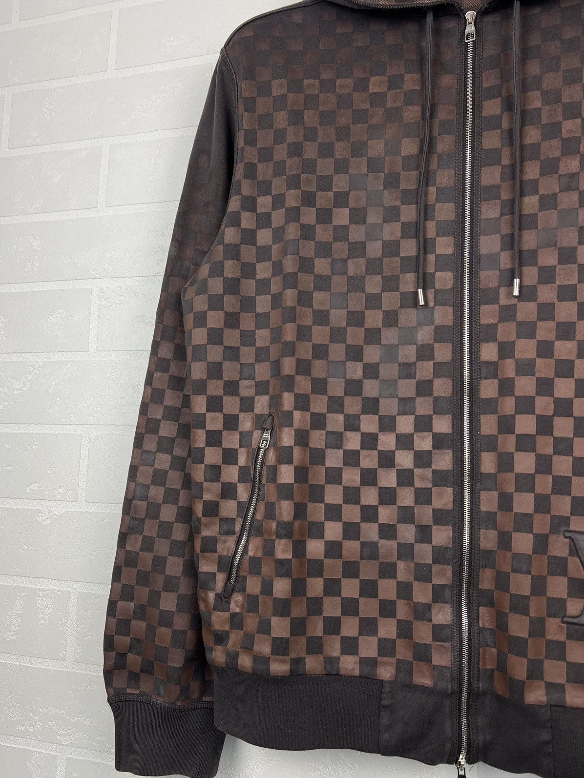 Louis Vuitton LOUIS VUITTON Zip Hoodie CUSTOM Damier Print LV Logo Brown Size US L / EU 52-54 / 3 - 3 Thumbnail