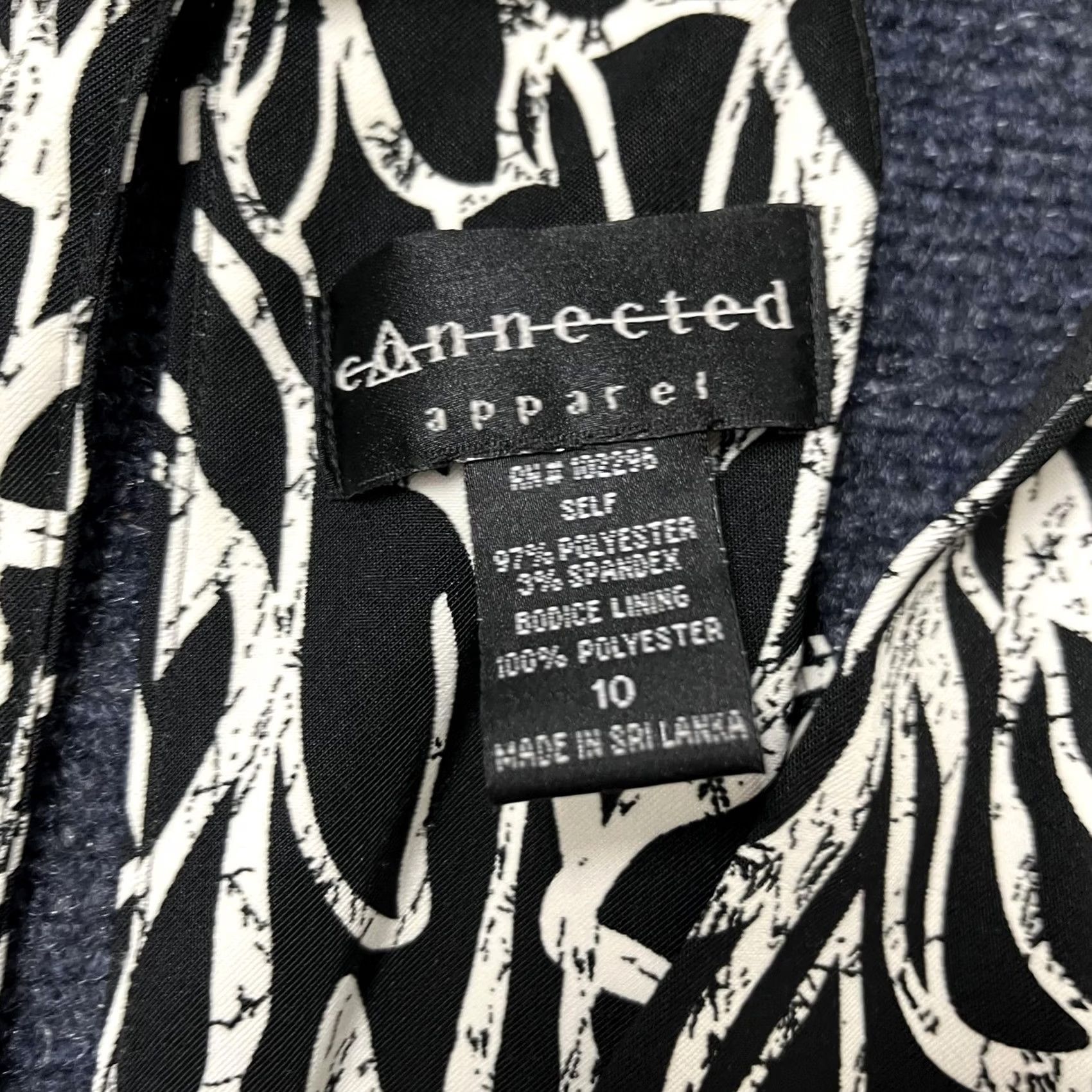Vintage Connected Apparel Dress Womens 10 Black White Sleeveless V-Neck Abstract Print Dress Size L / US 10 / IT 46 - 2 Thumbnail