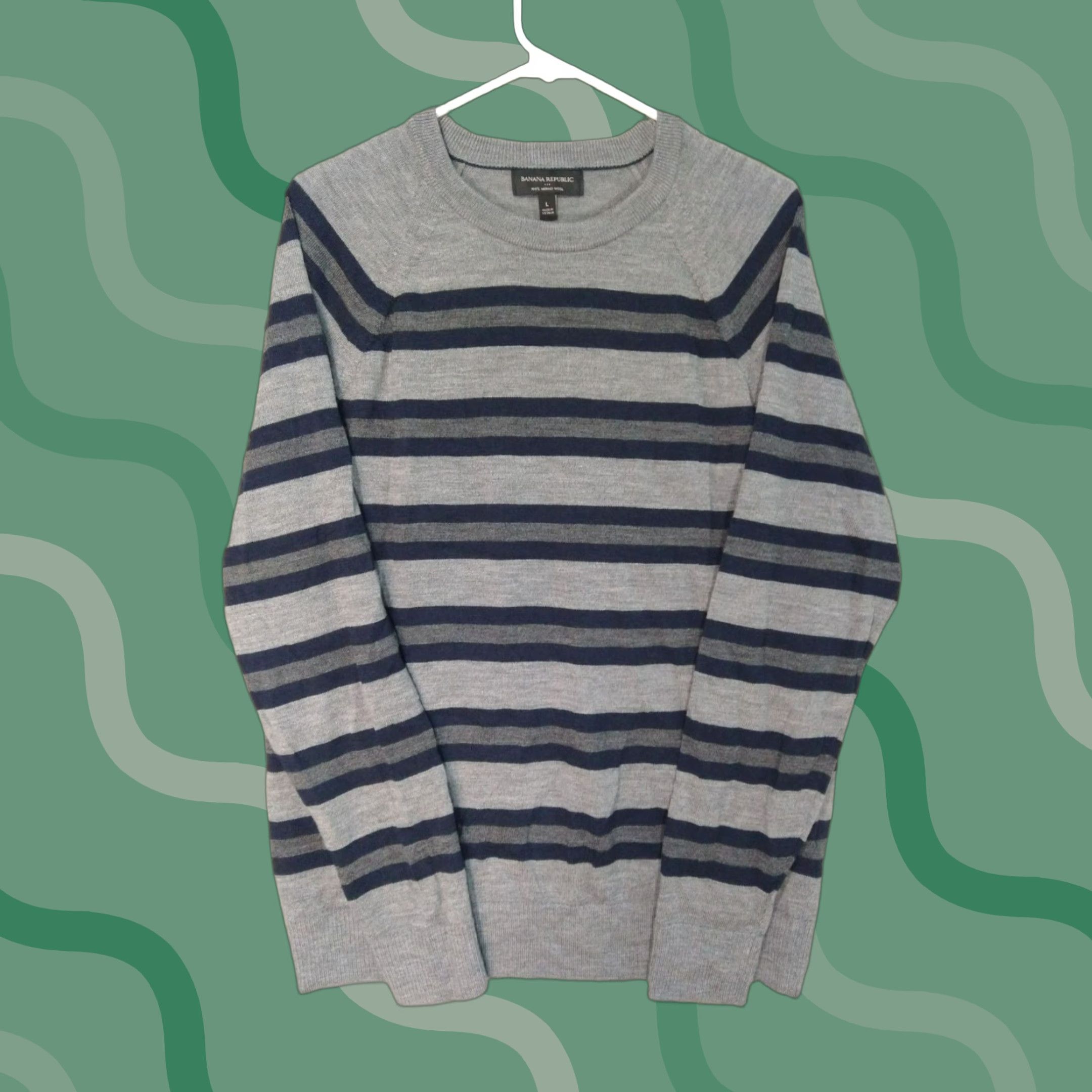 Banana Republic Banana Republic Sweater Mens Large Gray Merino Wool Crew Neck Pullover Preppy Size US L / EU 52-54 / 3 - 1 Thumbnail