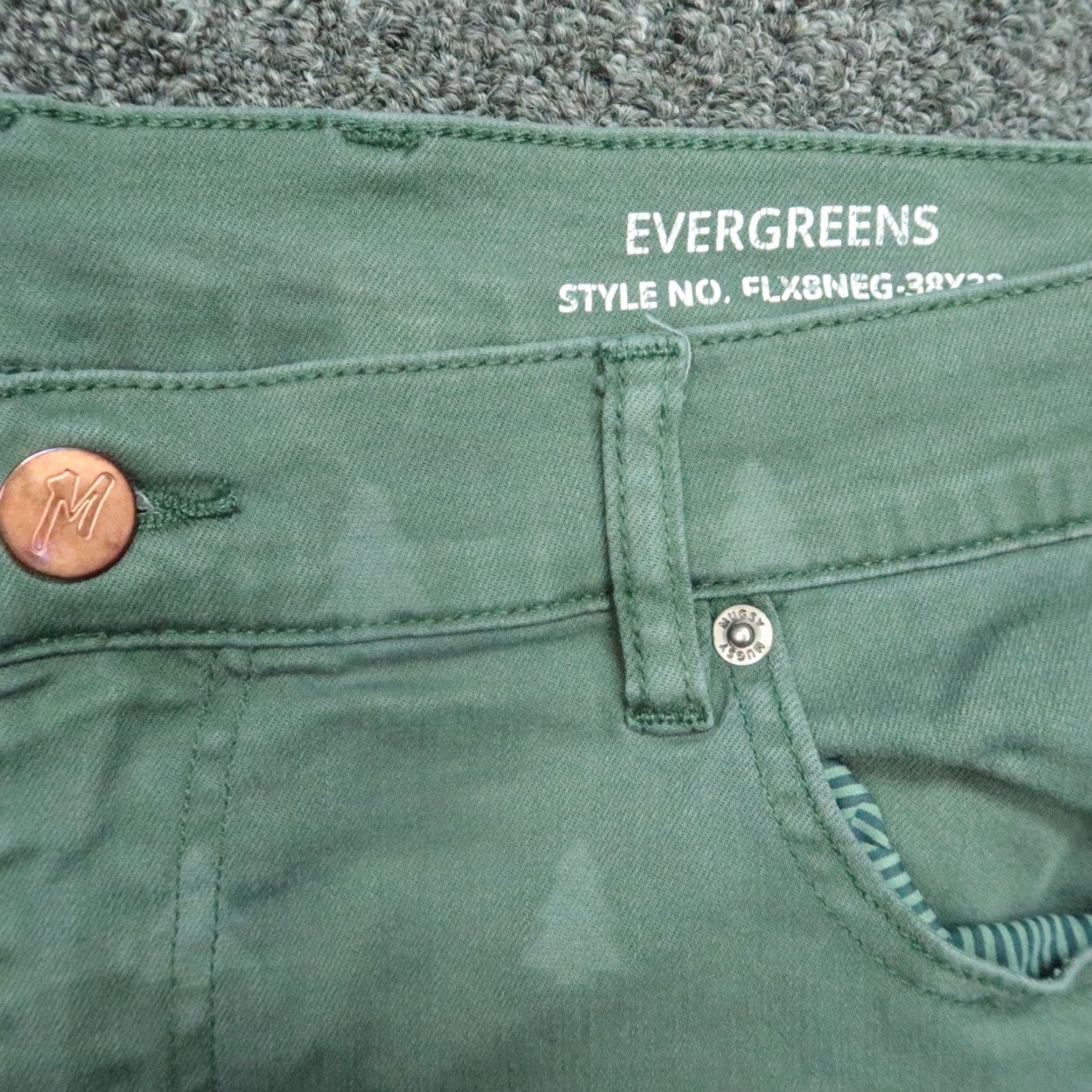 Evergreen Mugsy Jeans Mens 38x32 Green 5-Pocket Straight Stretch Denim Size US 38 / EU 54 - 4 Thumbnail