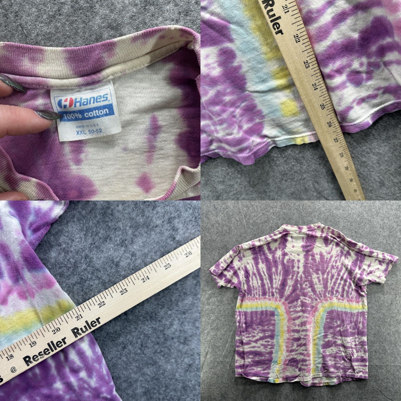 Hanes VINTAGE Hanes Shirt Mens 2XL Purple Tie Dye 100% Cotton Made USA 90s Size US XXL / EU 58 / 5 - 8 Thumbnail
