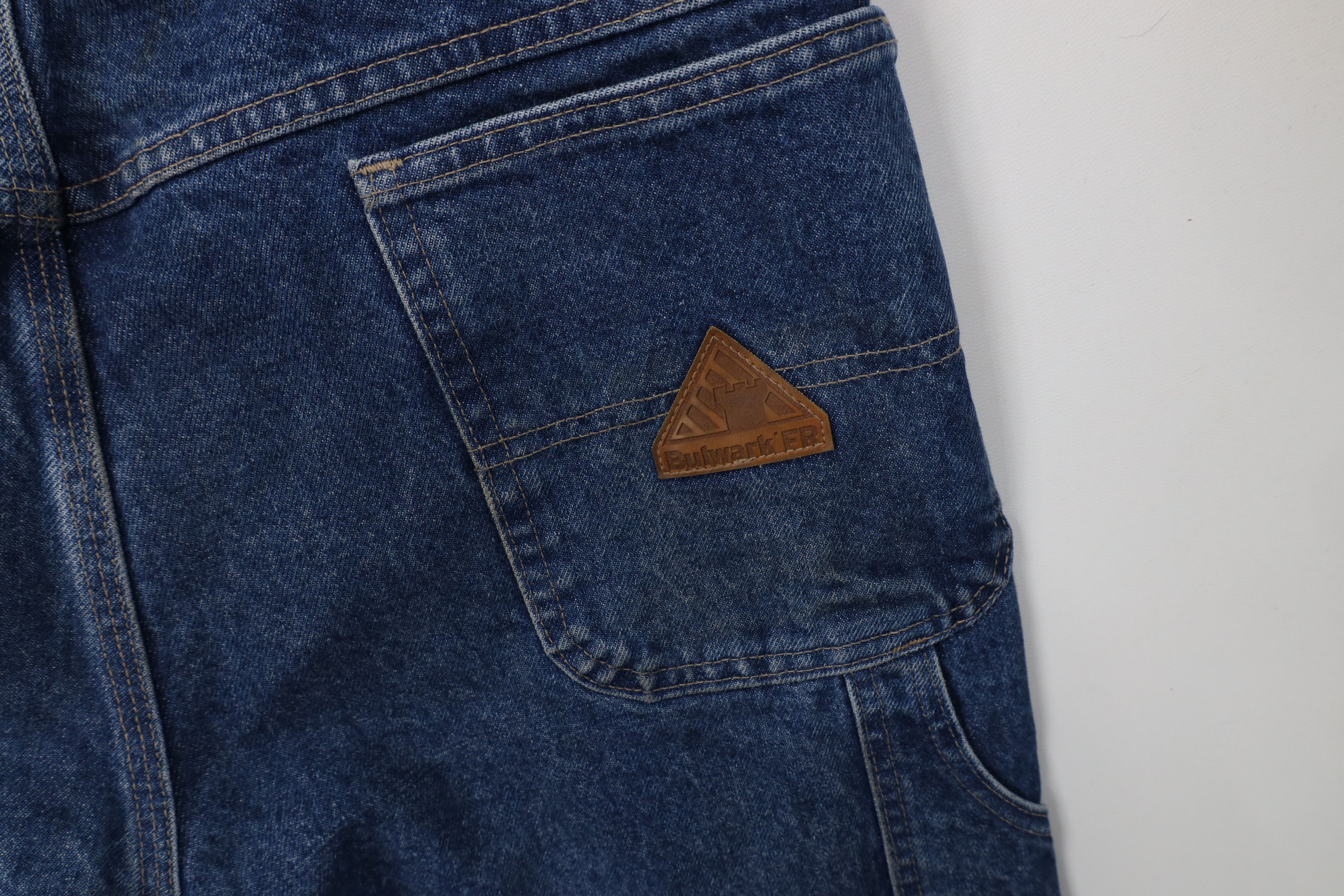 Vintage Bulwark FR Fire Flame Resistant Wide Leg Denim Jeans Blue Size US 38 / EU 54 - 15 Thumbnail