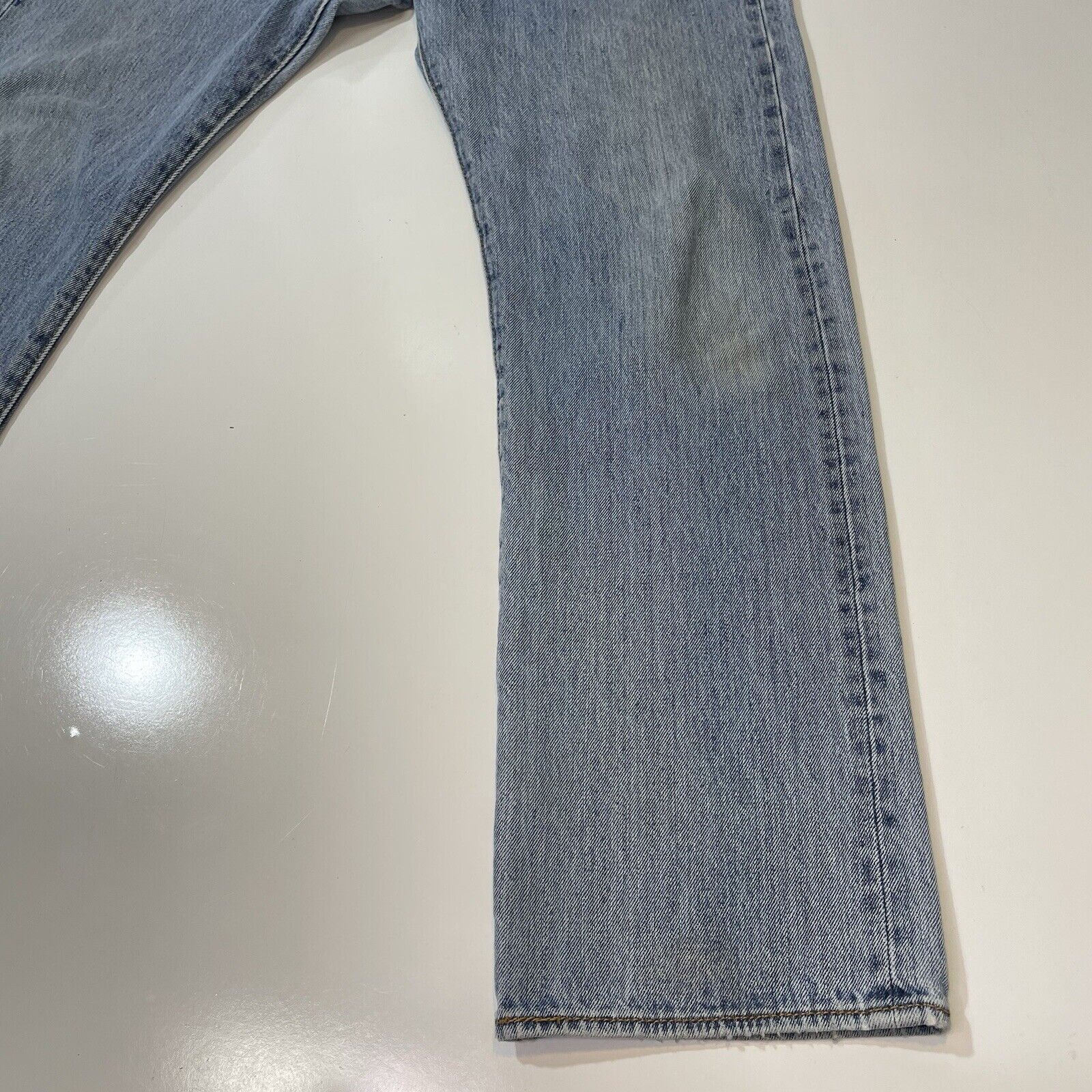 Levi's Levis 501 Jeans Mens 34 Blue Light Wash Straight Button Fly Size US 34 / EU 50 - 5 Thumbnail