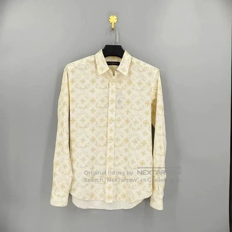Louis Vuitton Louis Vuitton Beige Logo Print Shirt. Size US M / EU 48-50 / 2 - 1 Thumbnail