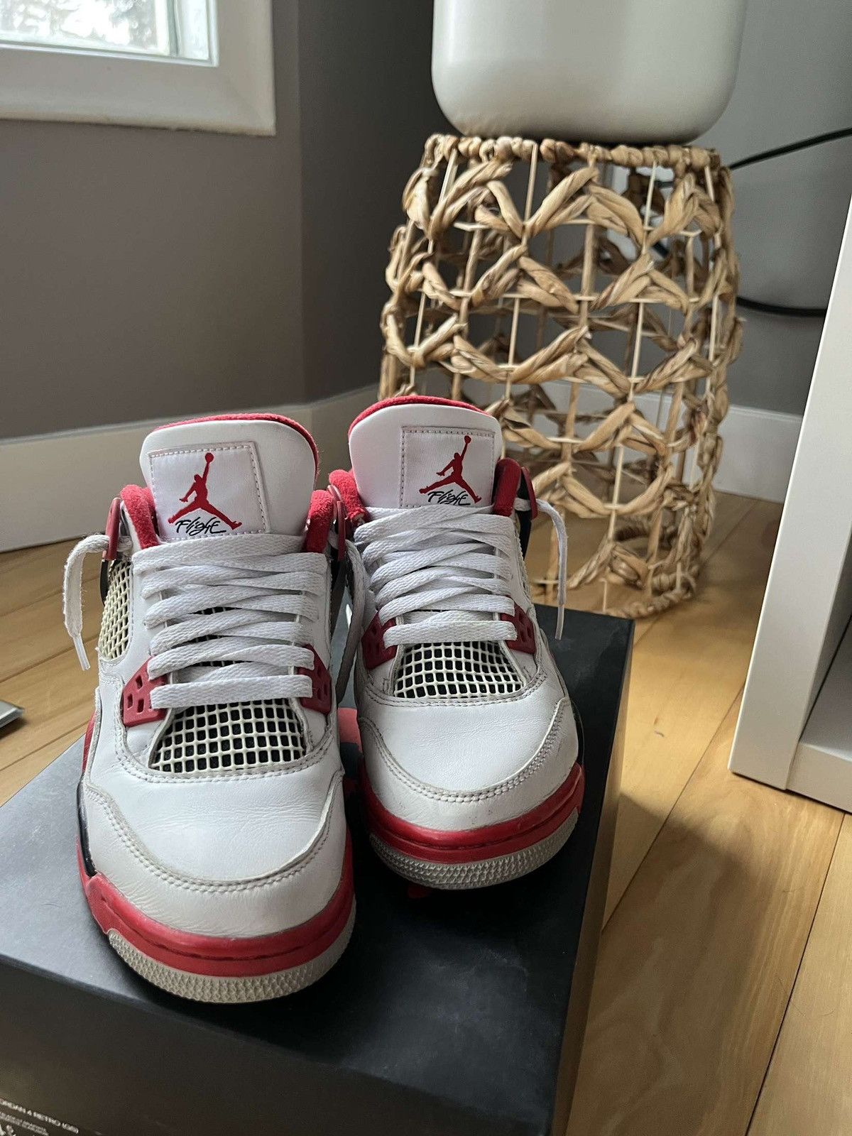 image of Jordan Nike Jordan 4 Fire Red Gs Shoes, Women's