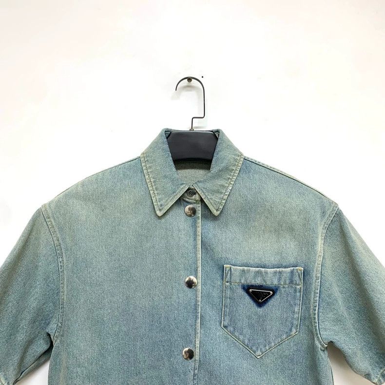 Prada Prada Triangle denim cardigan short sleeves 2503-Nextarrow Size US XXS / EU 40 - 5 Thumbnail