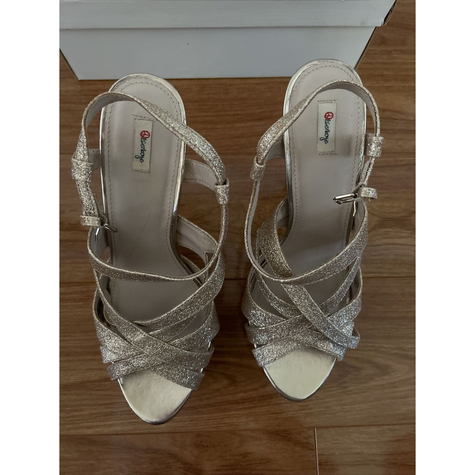 Steve Madden Olsenboye Gold Glitter Platform Stilettos Heels Women's 8.5 Size US 8.5 / IT 38.5 - 3 Thumbnail