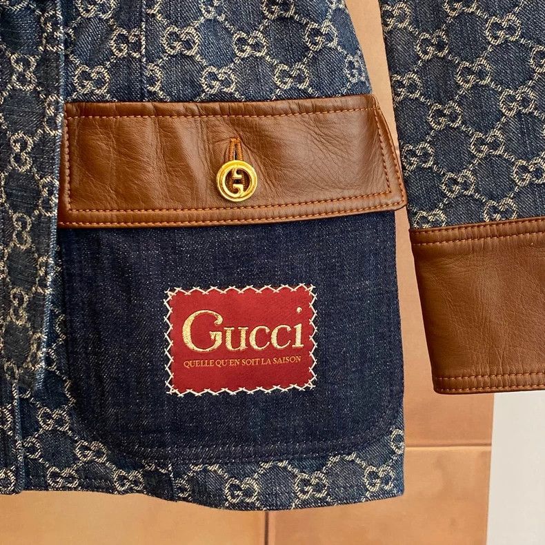 Gucci Gucci Dark blue old flower full print l denim jacket 2504-N Size XS / US 0-2 / IT 36-38 - 3 Thumbnail