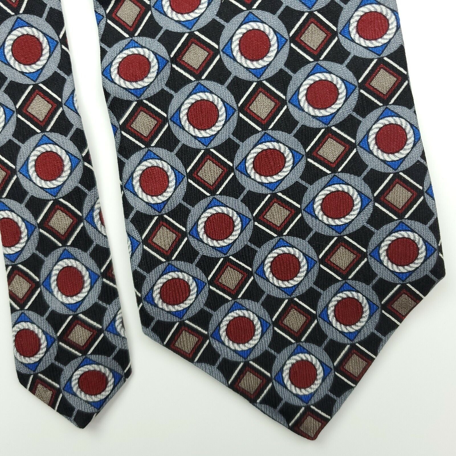 Henry Grethel Henry Grethel Black Red Geometric Silk Tie Wide Size ONE SIZE - 1 Thumbnail
