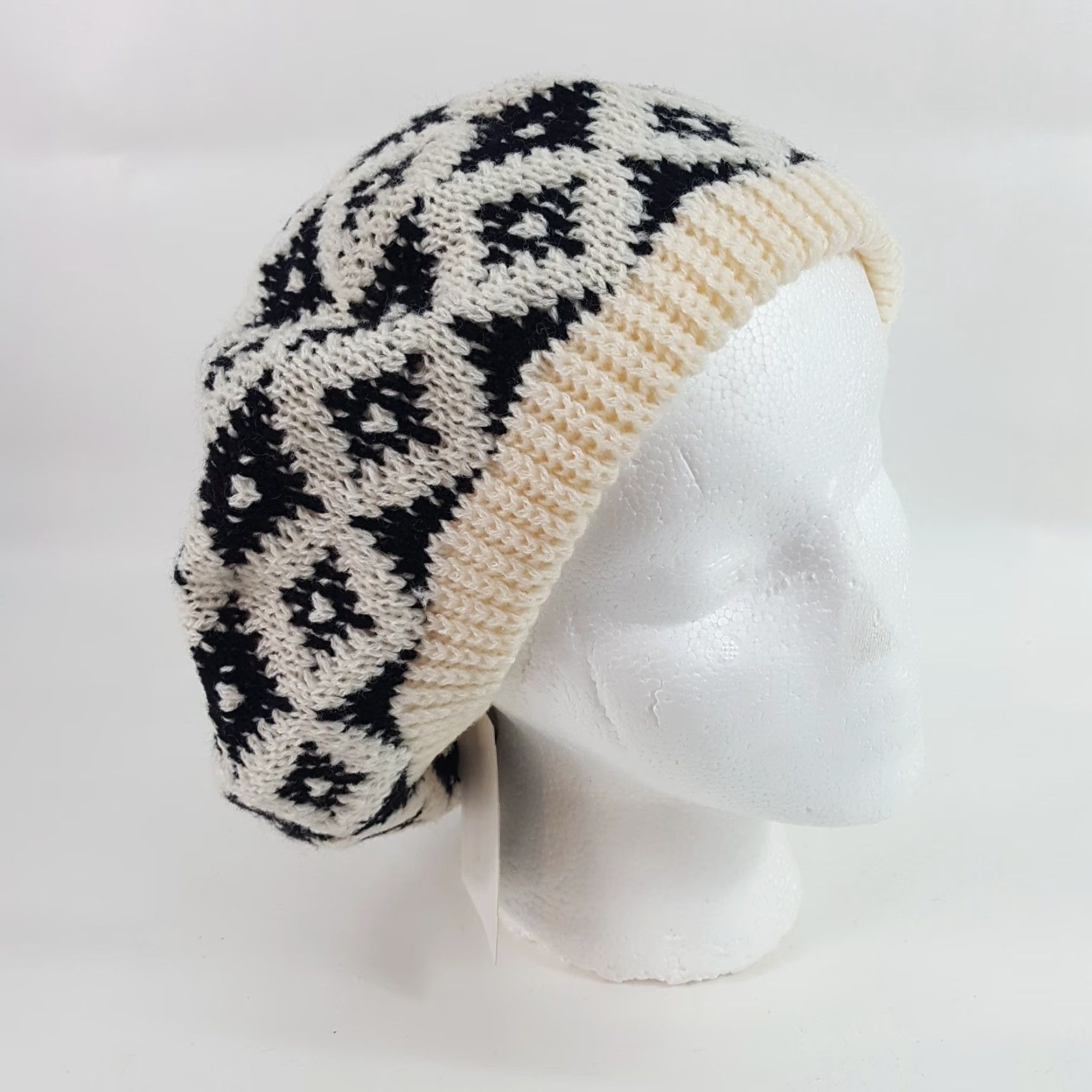 Vintage VINTAGE Vintage 80s Knit Wool Cream Diamond French Beret Warm Winter Hat Womens One Size Size ONE SIZE - 7 Thumbnail