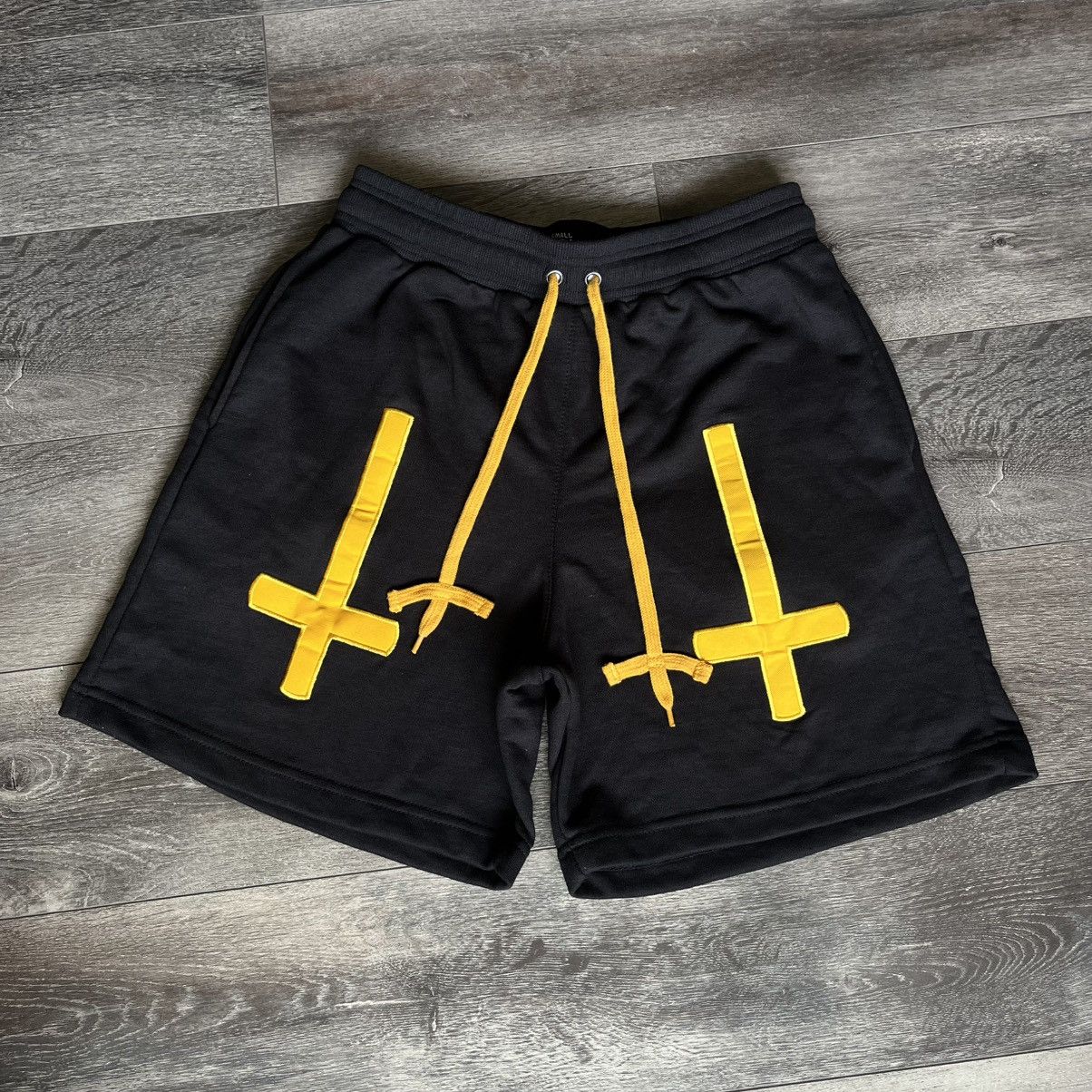 Plague Boulevard Lil Darkie Small Dark One Cartoon Cross Black Sweat Shorts M Size US 30 / EU 46 - 1 Thumbnail