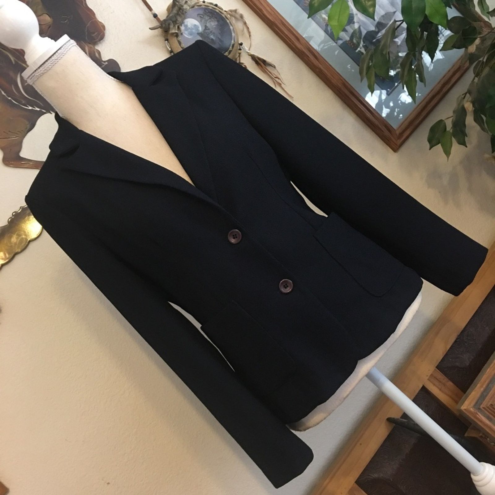 Vintage Vintage Tenzer dark navy textured career jacket Size XS / US 0-2 / IT 36-38 - 2 Thumbnail