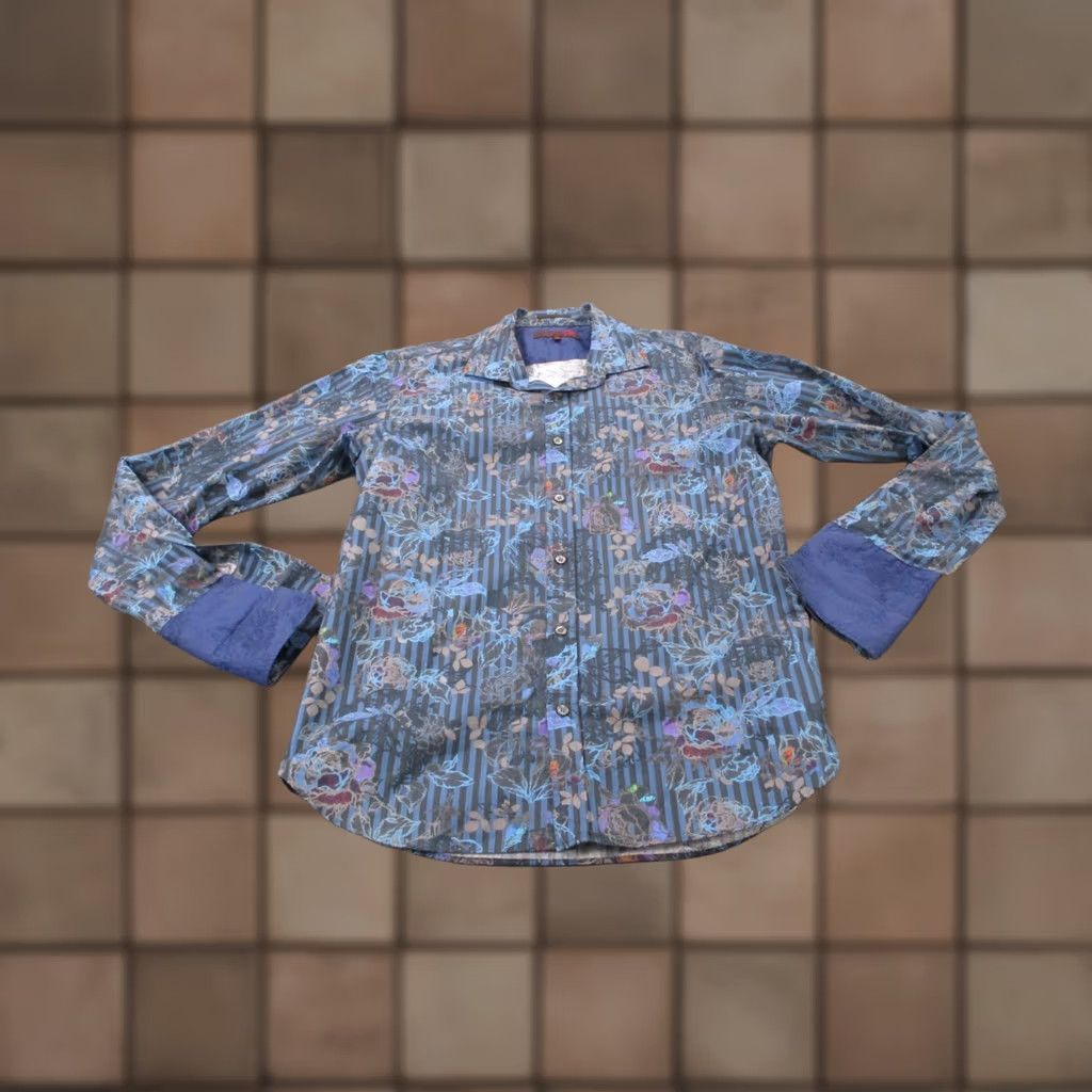 Ted Baker Ted Baker Shirt Mens M Blue Floral Print Tropical Classic Dress Business Size 40R - 1 Thumbnail
