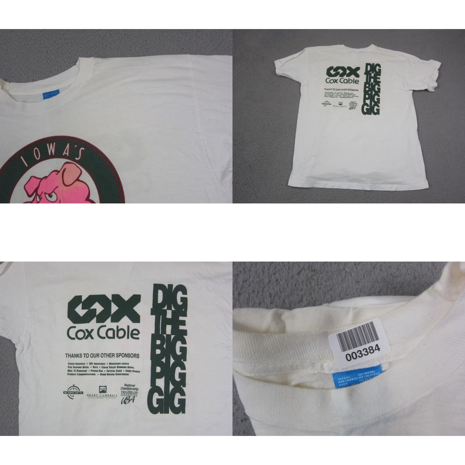 Fruit Of The Loom Vintage Fruit of the Loom Mens XL White T-Shirt Sows The Time 1995 90s Pigman Iowa Shirt Size US XL / EU 56 / 4 - 9 Thumbnail