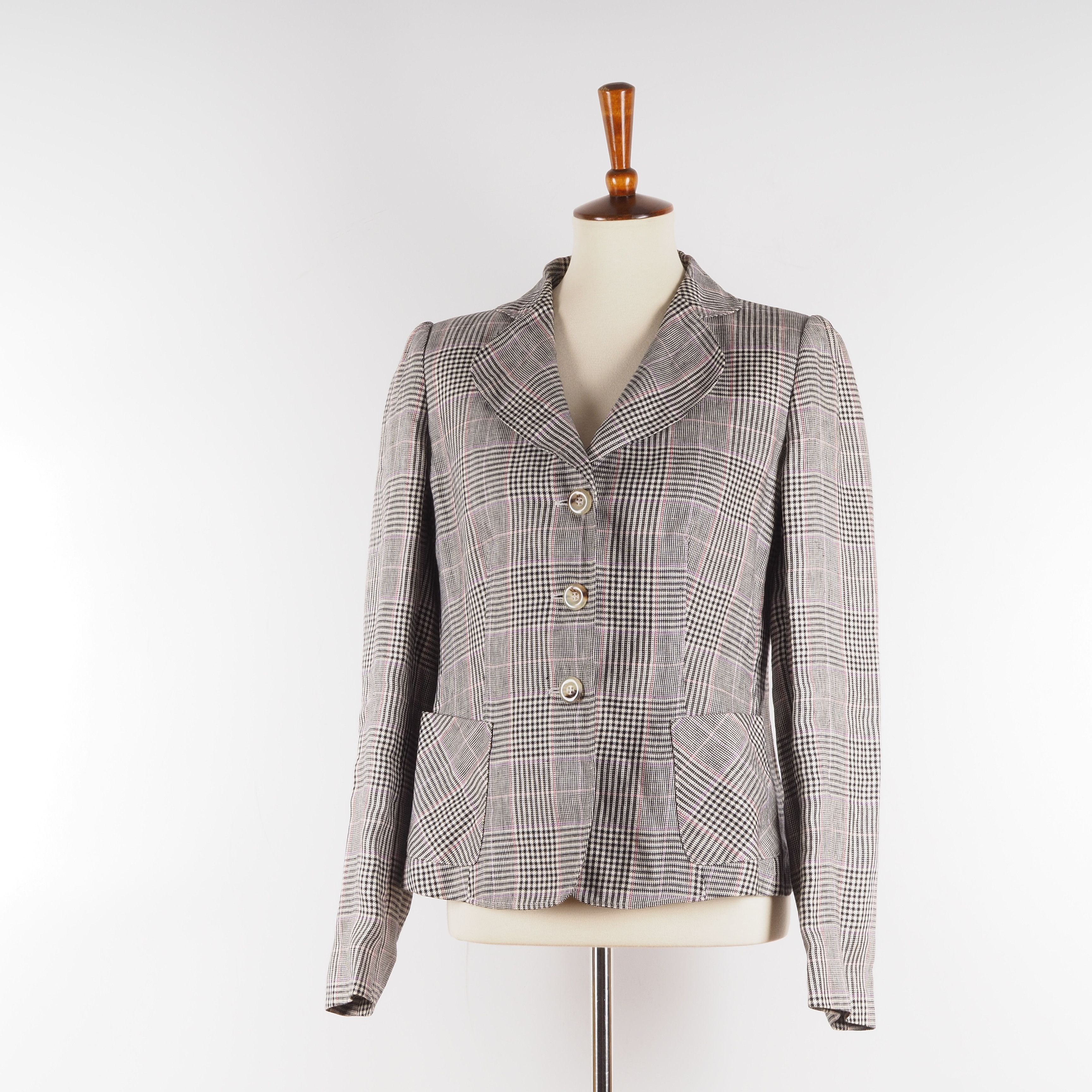 Armani Collezioni Armani Collezioni Linen Plaid Gray Jacket Blazer Size L / US 10 / IT 46 - 4 Thumbnail