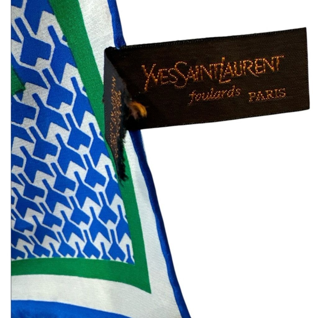 Yves Saint Laurent YSL Saint Laurent Blue Patterned scarf Size ONE SIZE - 3 Thumbnail
