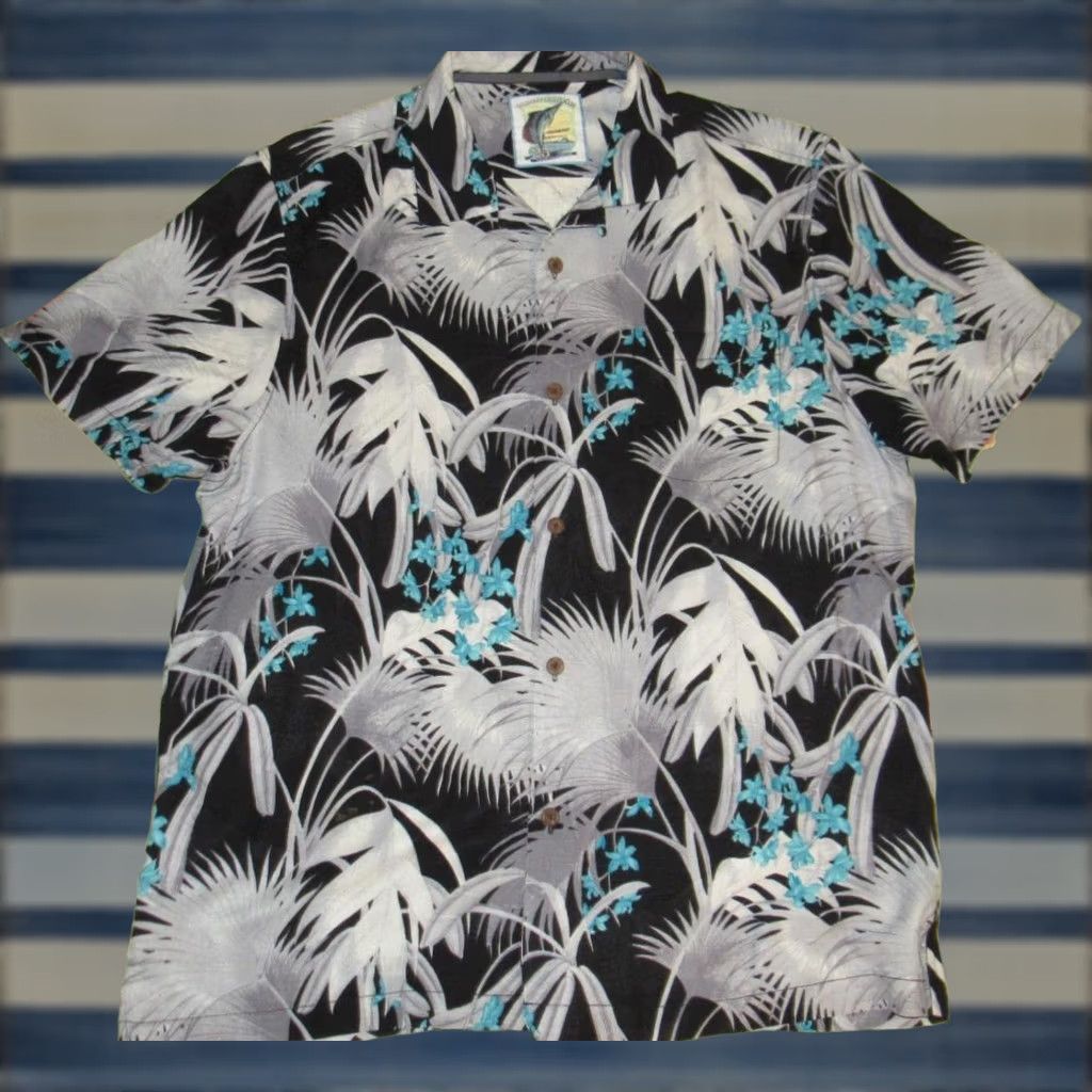 Tommy Bahama TOMMY BAHAMA 25 Year Of Paradise Silk Short Sleeve Hawaiian Shirt Large L Black Mens Size US L / EU 52-54 / 3 - 1 Thumbnail