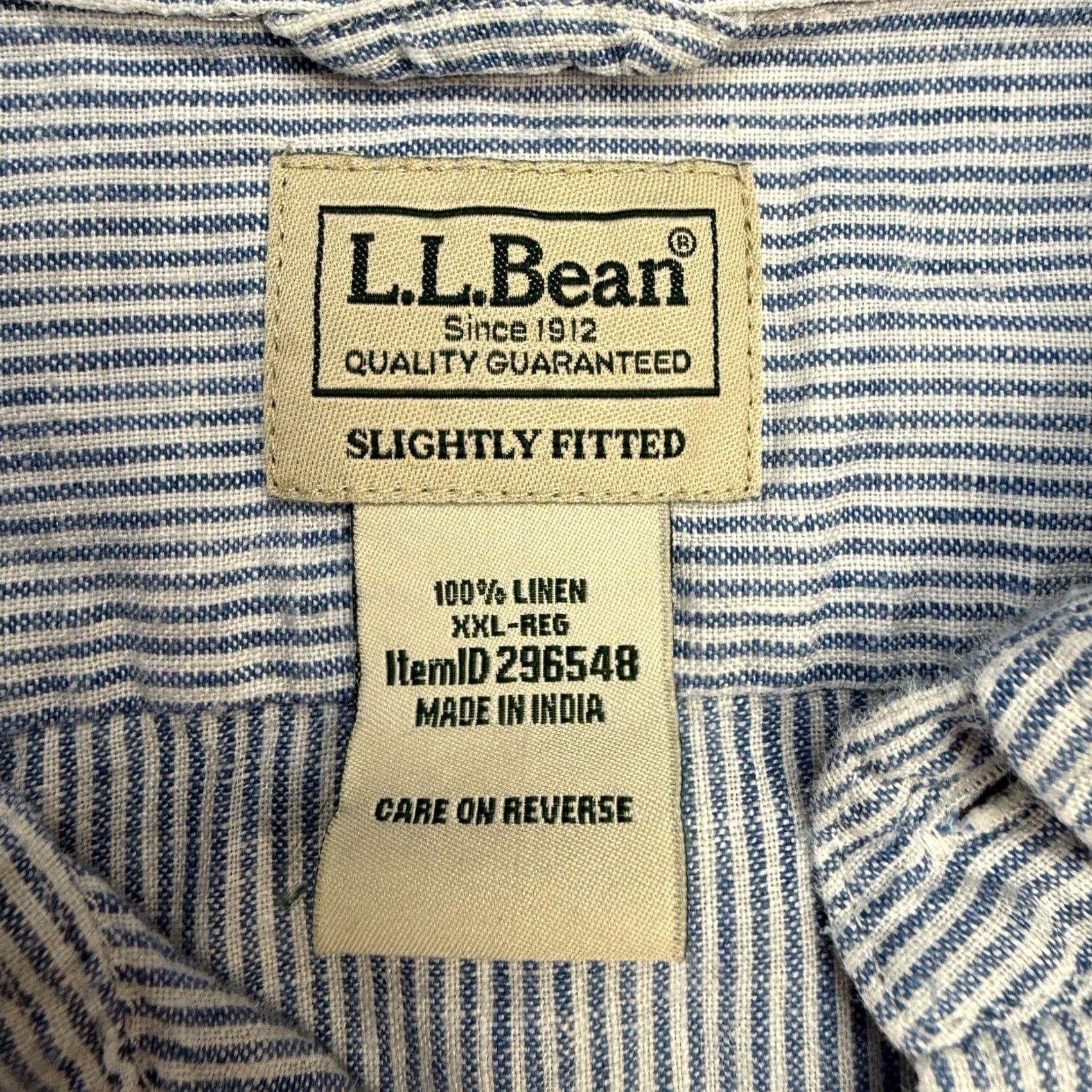 Vintage L.L. Bean Shirt Men 2XL Blue Striped Linen Button-Down Casual Preppy Beach Coastal Shirt Size US XXL / EU 58 / 5 - 3 Thumbnail