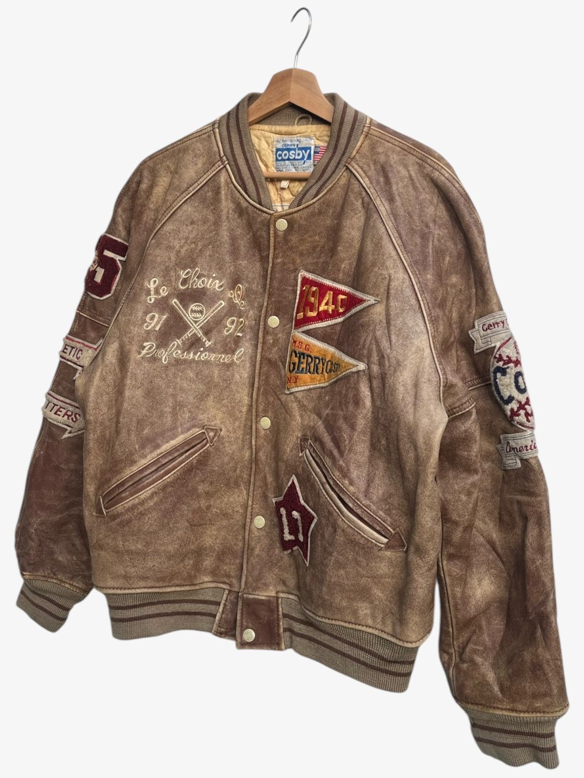 Genuine Leather Vintage Iconic Gerry Cosby New York Leather Stadium Jacket Size US XS / EU 42 / 0 - 3 Thumbnail