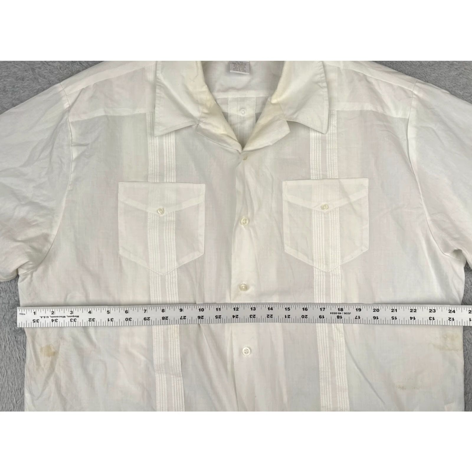 Vintage Romani Guayabera Shirt Men XL White Button 4 Pocket Cotton Blend READ Size US XL / EU 56 / 4 - 7 Thumbnail