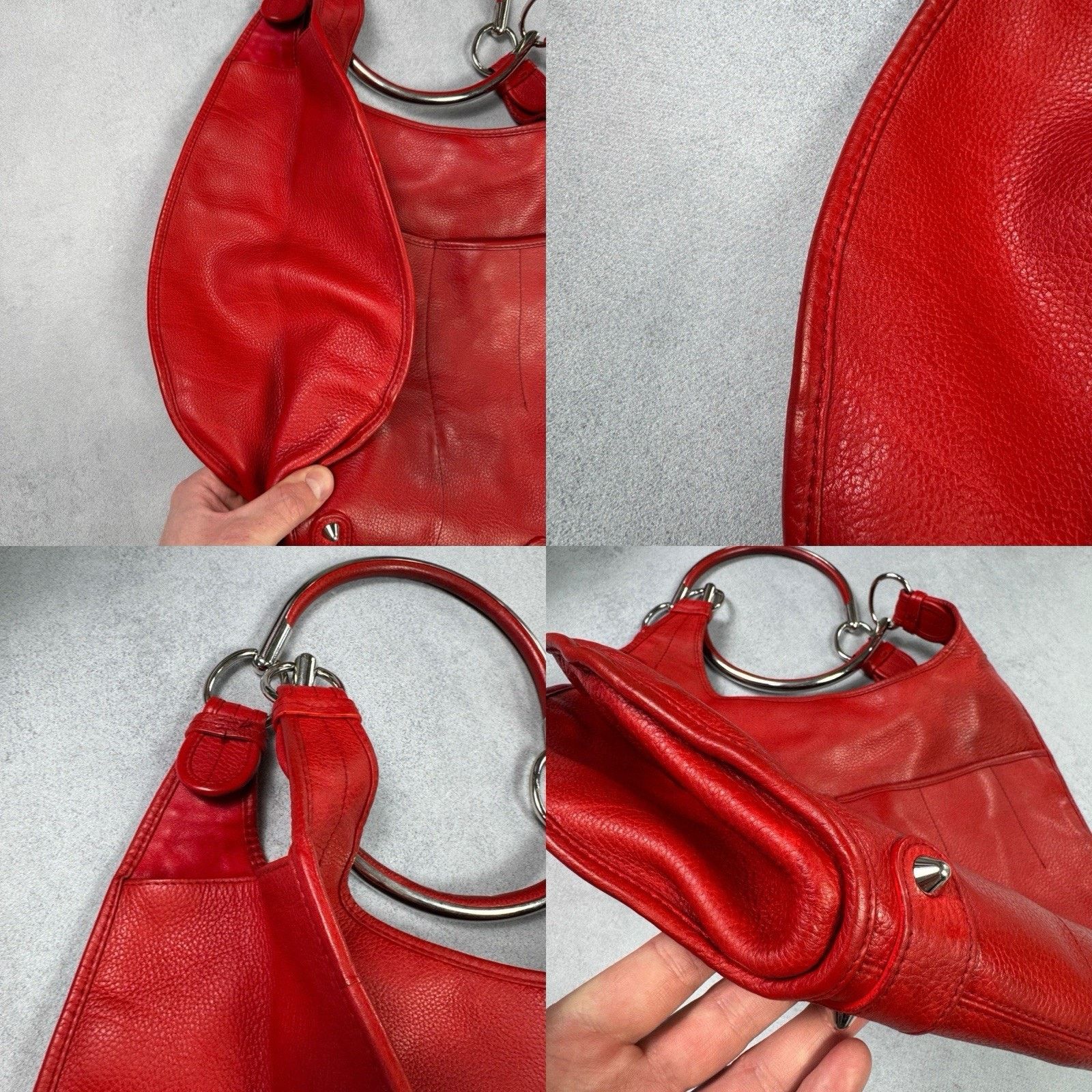 Christian Dior Red Leather Medium 61 Tote
