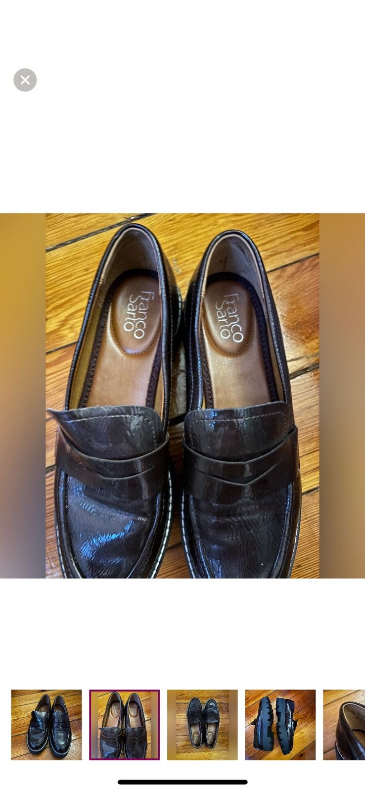 Franco Sarto Franco Sarto Brown Patent Leather Loafers Size: 8 Size US 8 / IT 38 - 1 Thumbnail