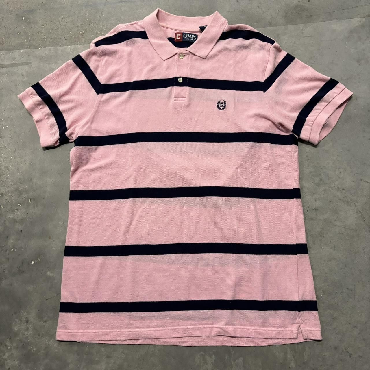 Japanese Brand × Vintage Crazy Vintage Y2K/2000s Pink Striped Skater Essential Polo Shirt! Size US XL / EU 56 / 4 - 1 Thumbnail