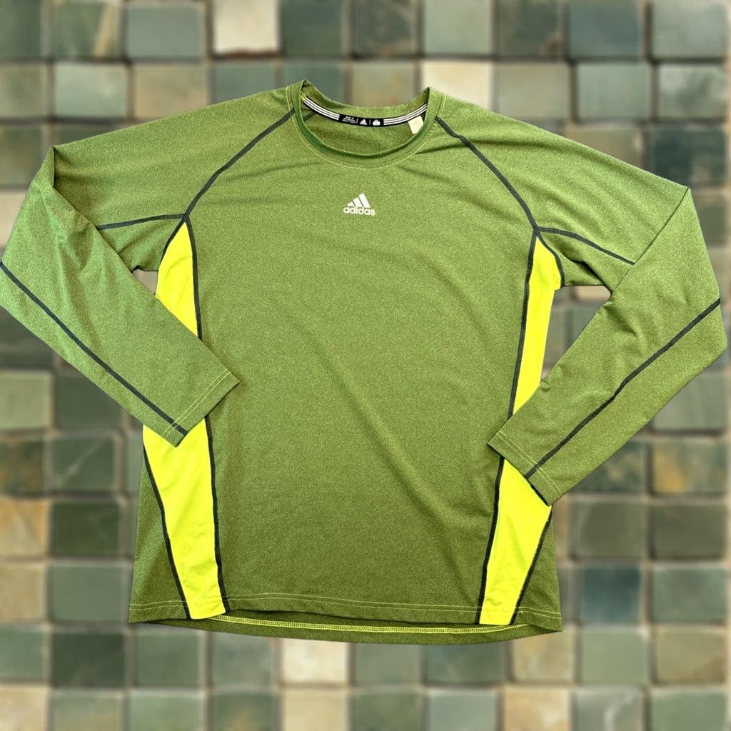 Adidas Adidas Shirt Jersey Long Sleeve Neon Green Colorblock XL Mens Sportswear Size US XL / EU 56 / 4 - 1 Thumbnail