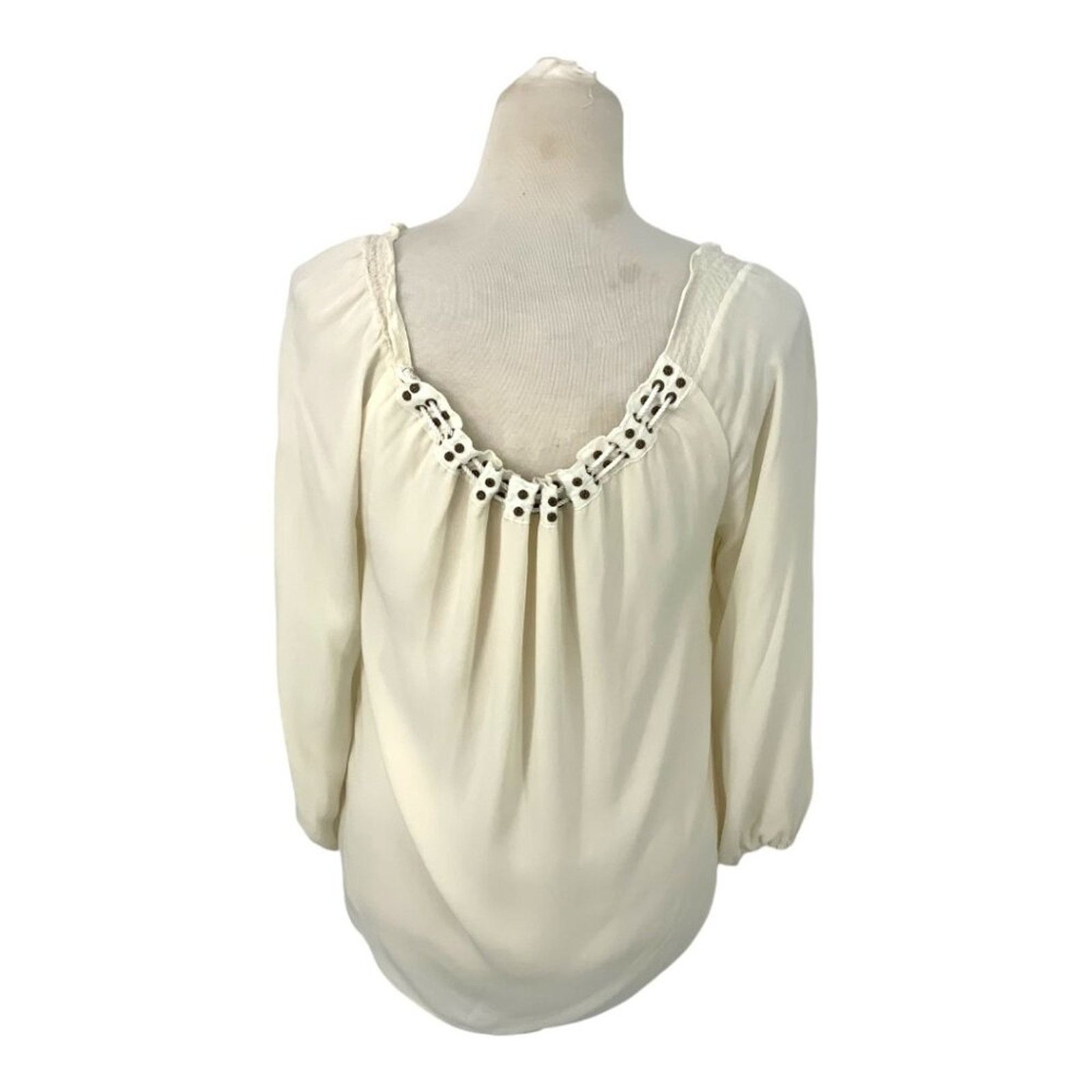 Ramy Brook Ramy Brook 100% Silk Stud & Grommet Lace Up Blouse Size XS Size XS / US 0-2 / IT 36-38 - 8 Thumbnail