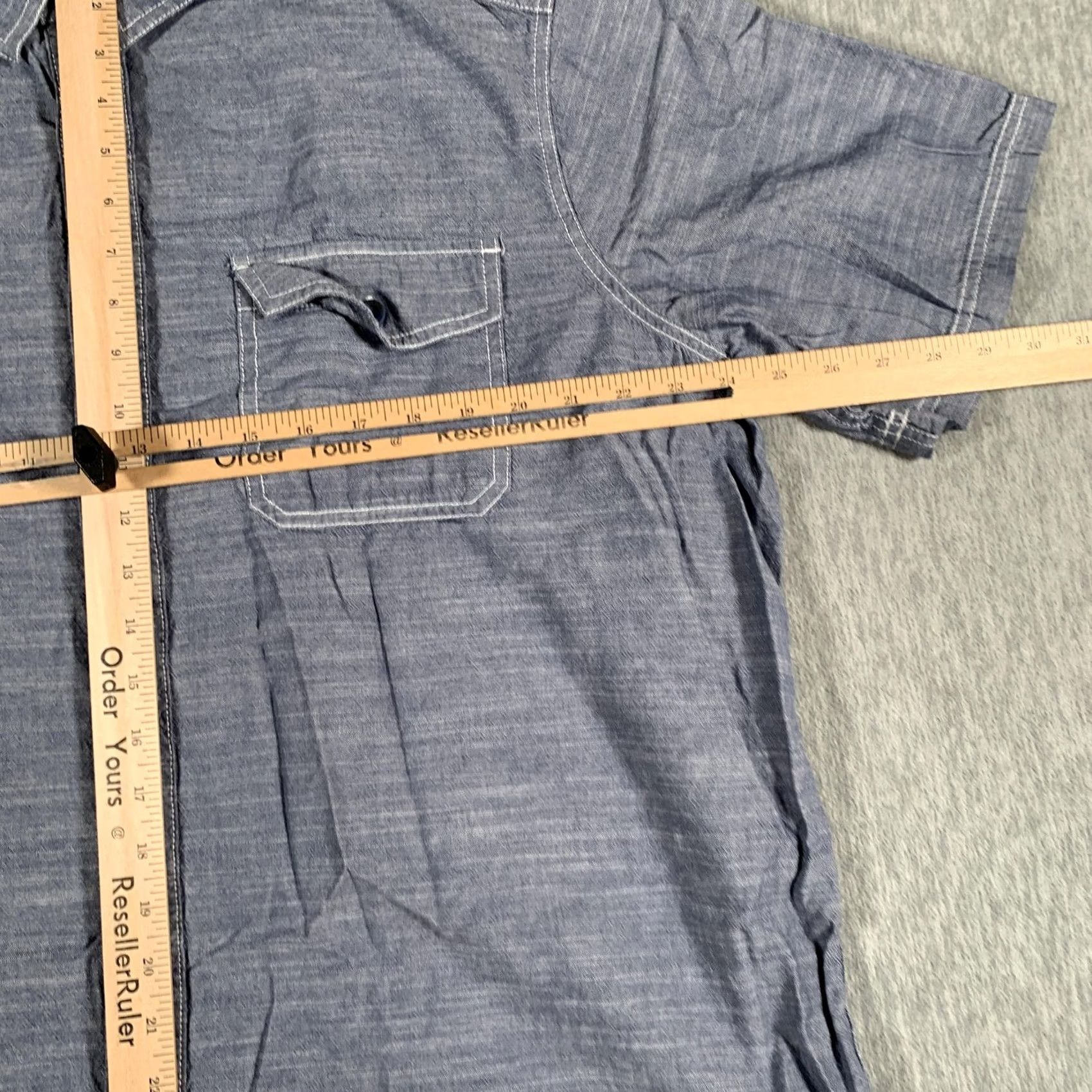 Vintage Woolrich Shirt Mens XXL Blue Chambray Short Sleeve Button Front Cotton Casual Size US XXL / EU 58 / 5 - 7 Thumbnail