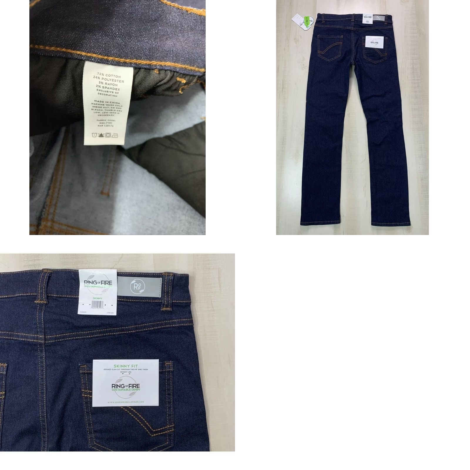 Ring Of Fire VINTAGE Ring Of Fire Denim Jeans Ring Of Fire 18 Juniors Skinny Dark Wash Distressed Blue Jeans Womens Girls Size 40" / US 18 - 8 Thumbnail