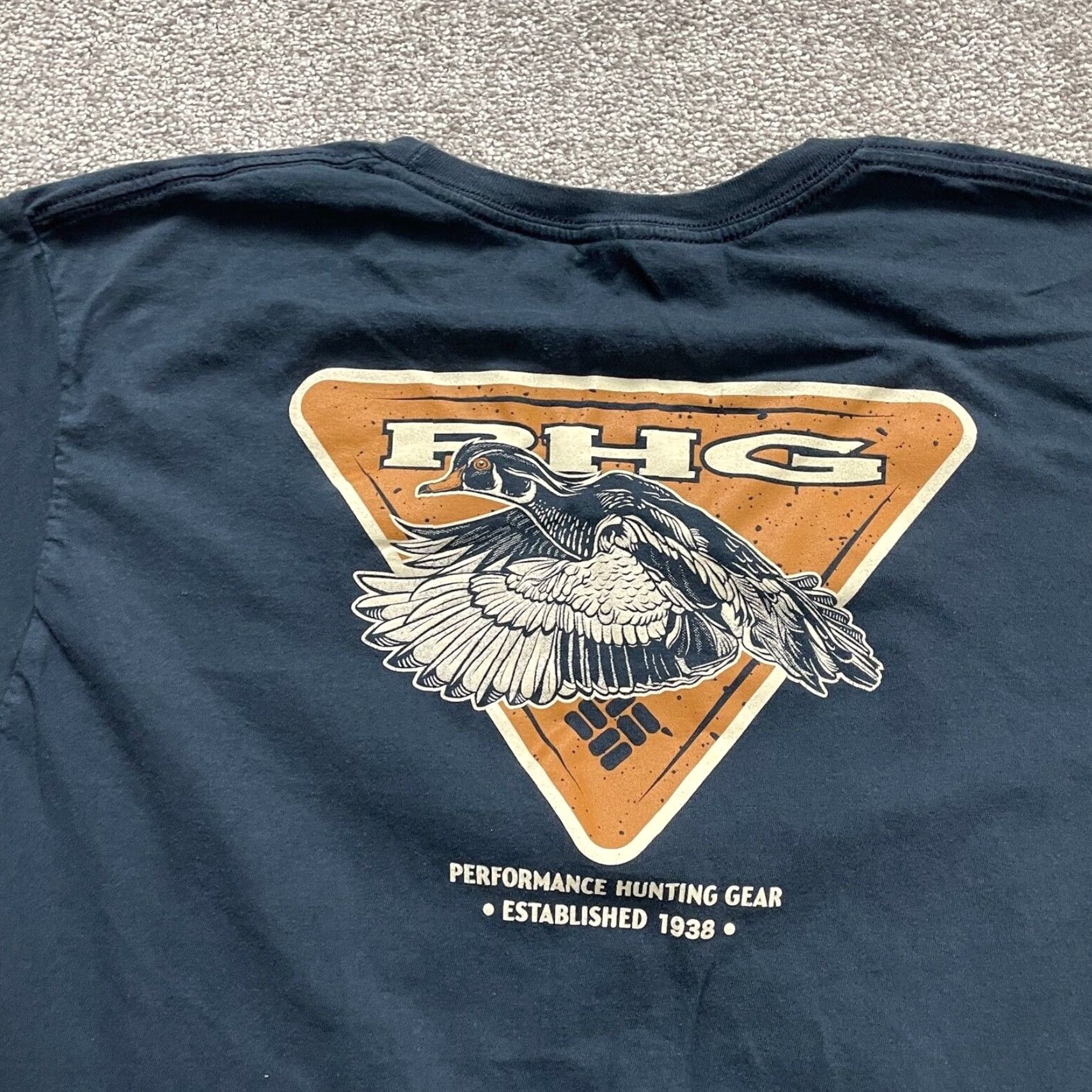 Vintage Columbia PHG Graphic T-Shirt Mens Large Navy Blue Short Sleeve Crew Neck Hunting Cotton Size US L / EU 52-54 / 3 - 4 Thumbnail