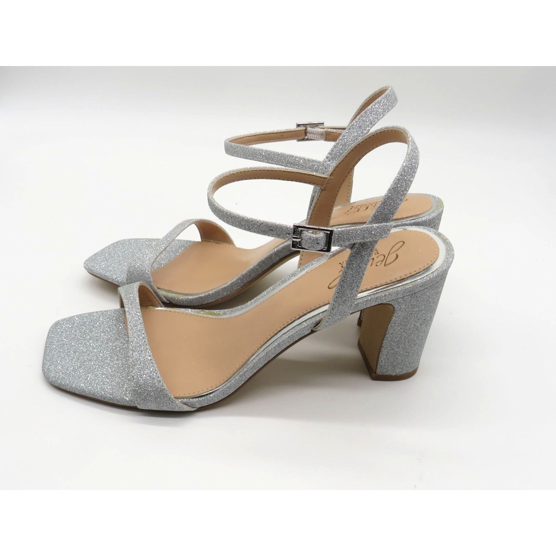 Badgley Mischka Badgley Mischka Womens Silver Glitter Block Heel Sandals Siz Size US 8 / IT 38 - 3 Thumbnail