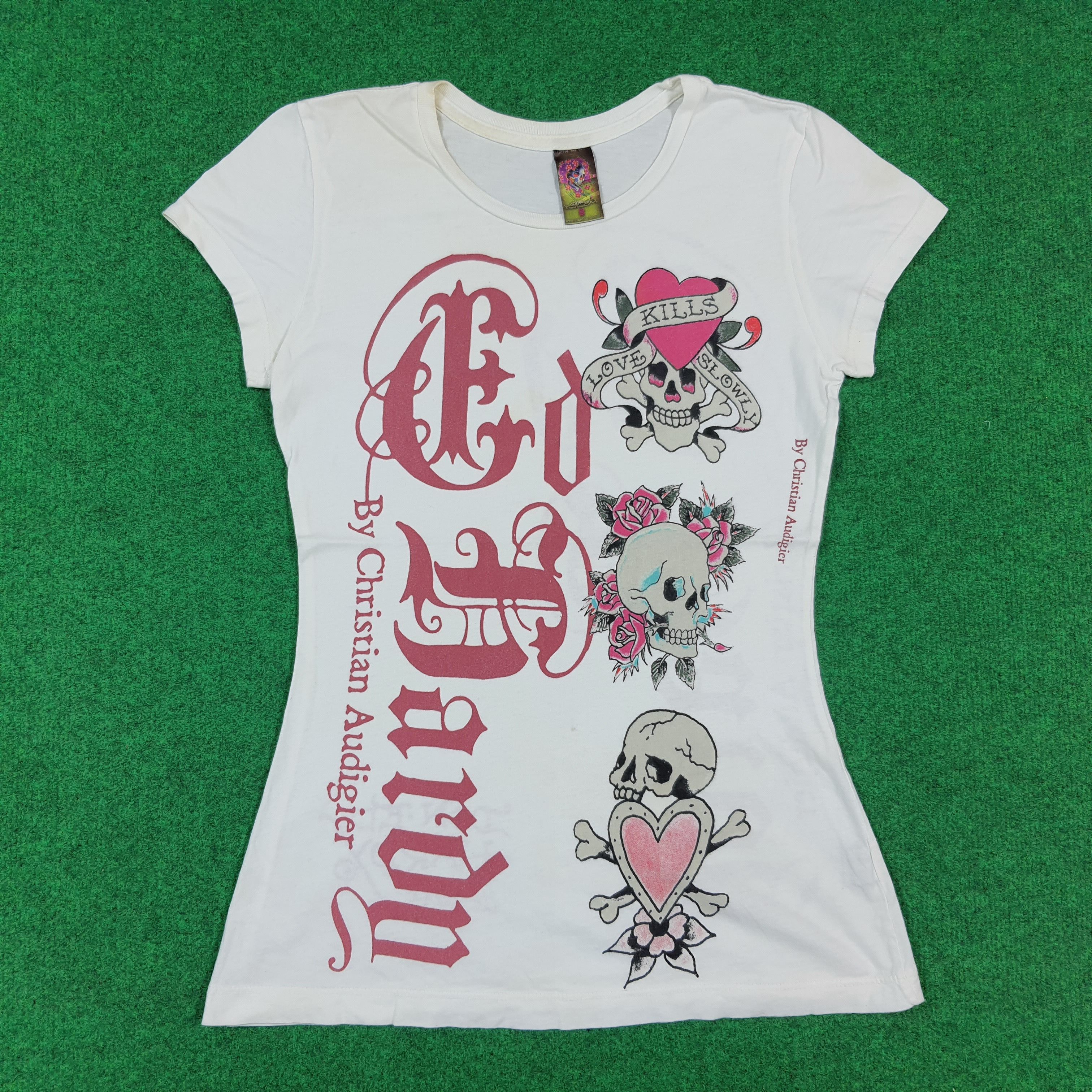 Ed Hardy Vintage 90s Ed Hardy Babydoll Slim Fit Tshirt C301N66 Size S / US 4 / IT 40 - 1 Thumbnail