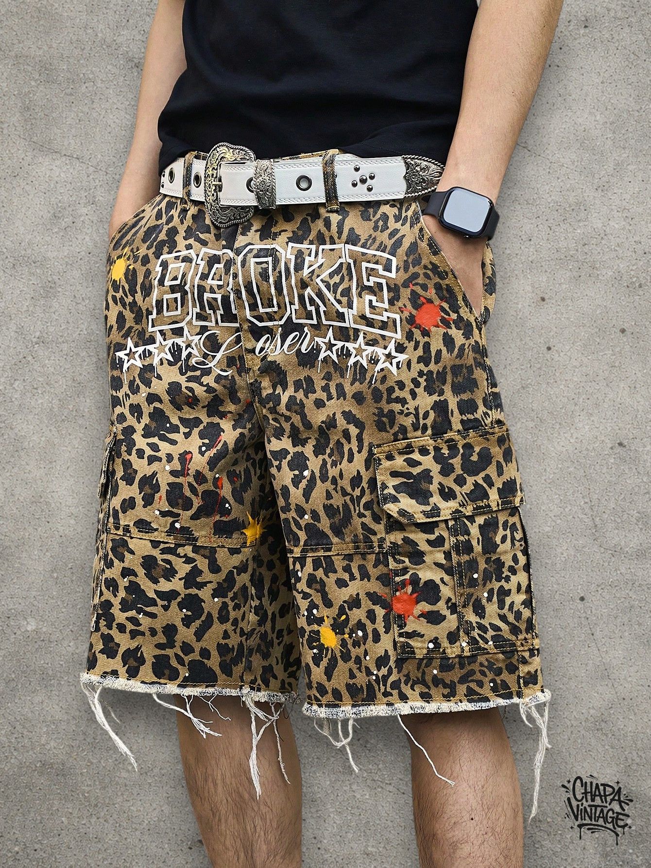 Japanese Brand Leopard distressed shorts Size US 32 / EU 48 - 1 Thumbnail