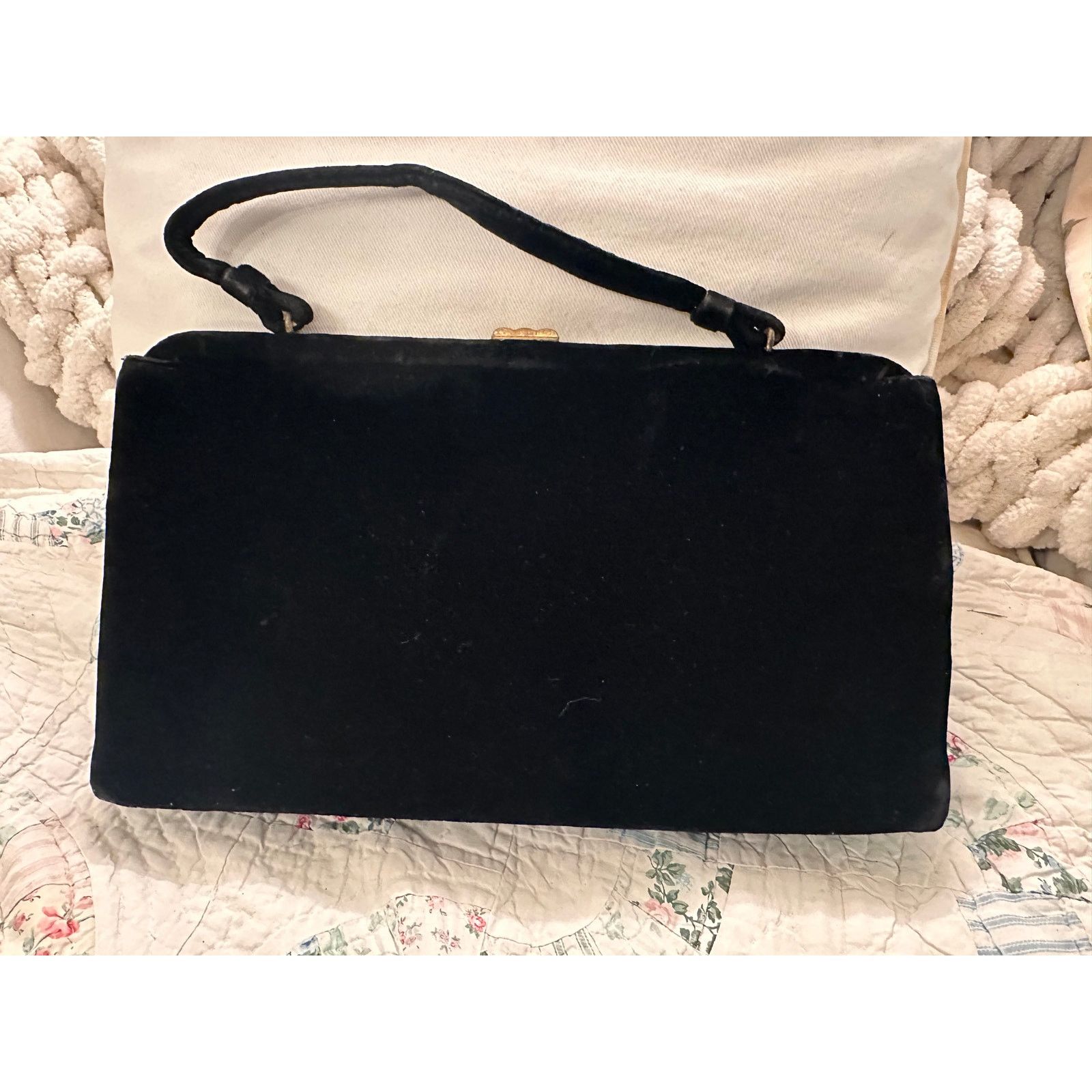 Vintage VINTAGE FIFTIES LARGE SOURE BEADED BLACK VELVET BAG Size ONE SIZE - 3 Thumbnail