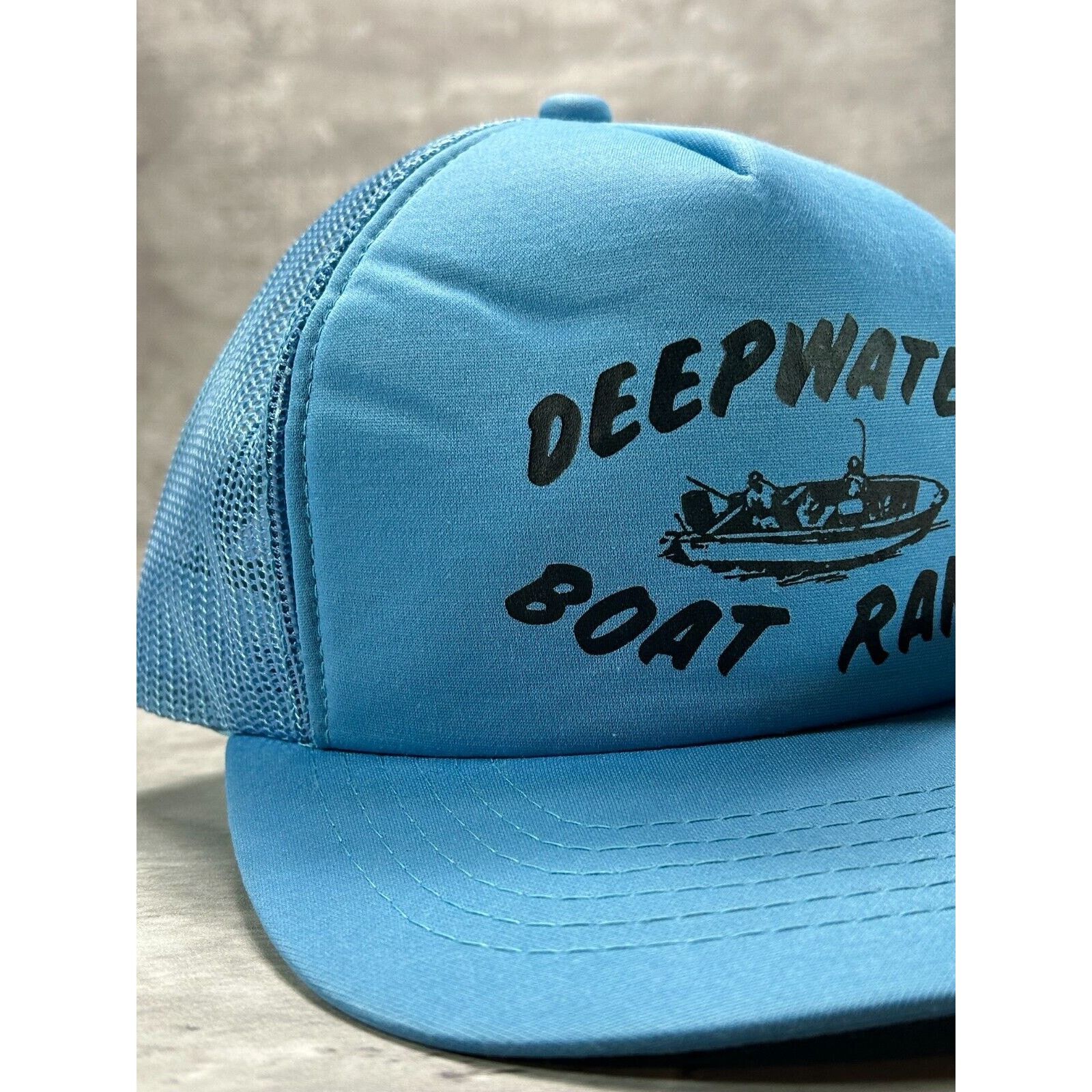 Vintage Vintage Deepwater Boat Ramp Trucker Snapback Hat OSFA Blue Size ONE SIZE - 8 Thumbnail