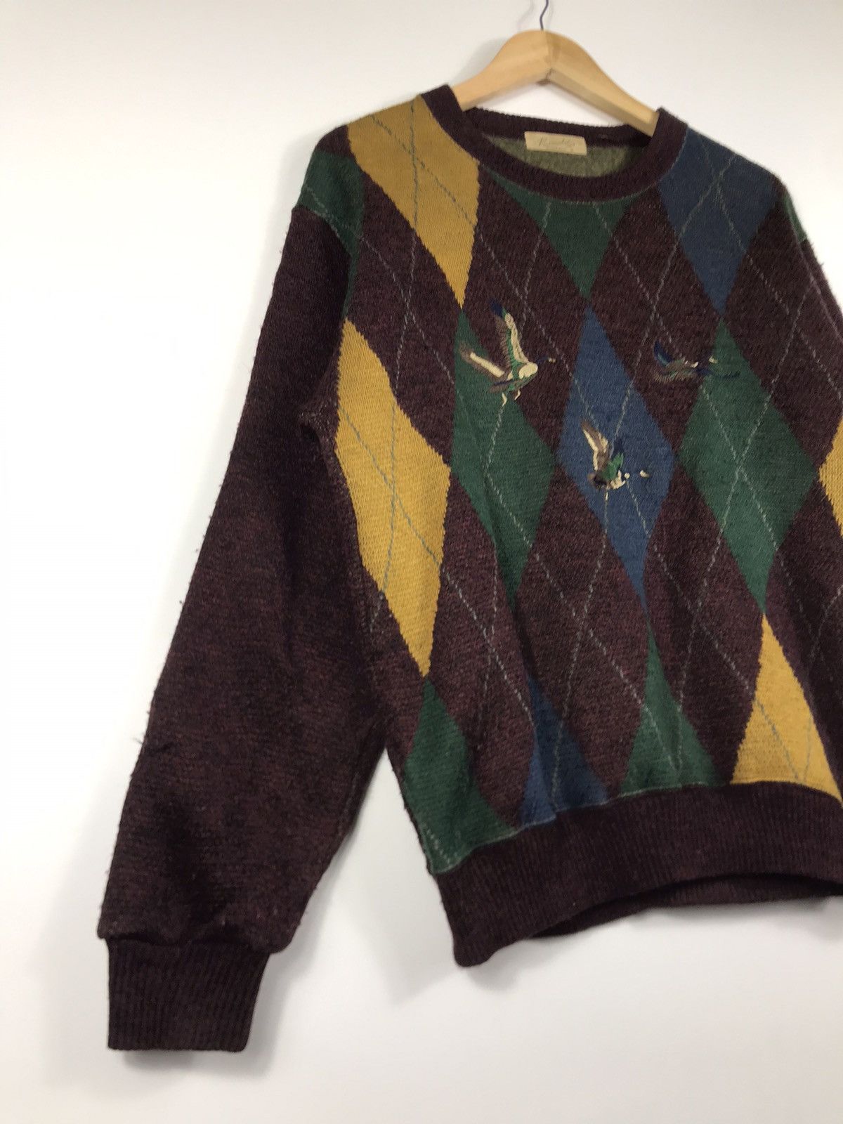 Japanese Brand ⚡️Vintage Rinald Argyle Embroidered Sweatshirt Size US M / EU 48-50 / 2 - 2 Thumbnail