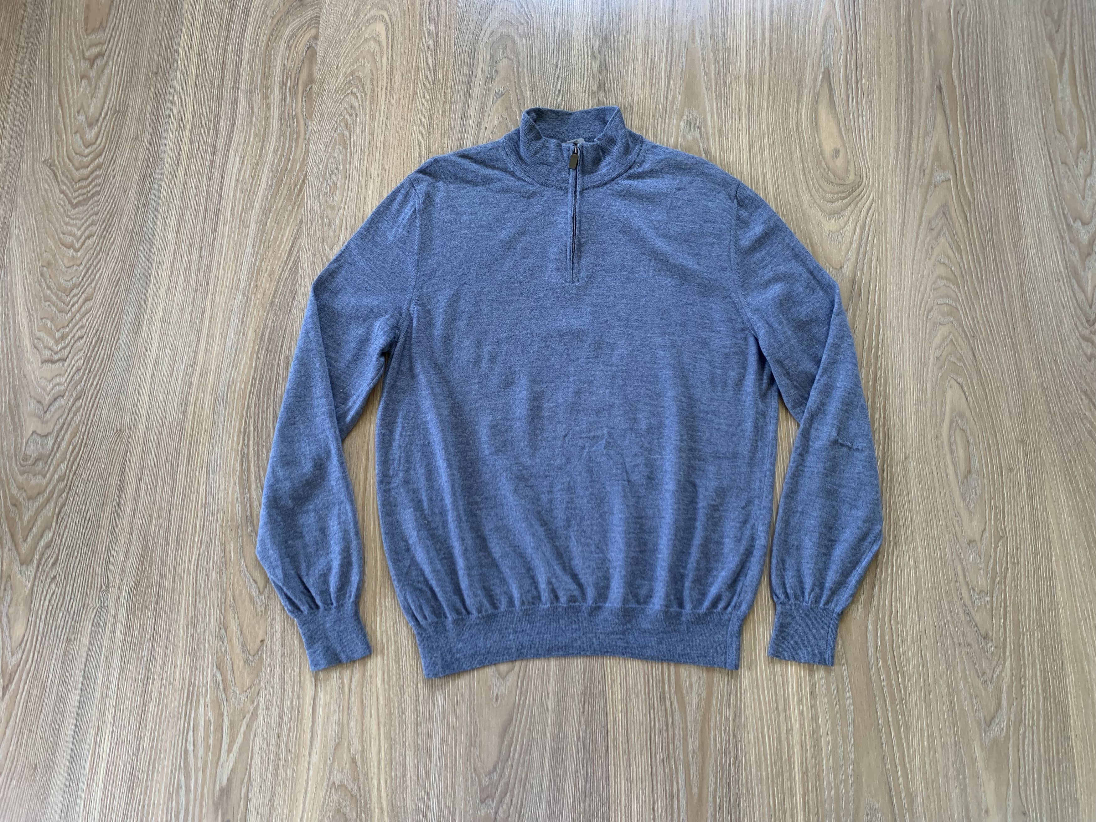Canali Canali Light Blue Merino Wool Quarter Zip Sweater Size US L / EU 52-54 / 3 - 1 Thumbnail