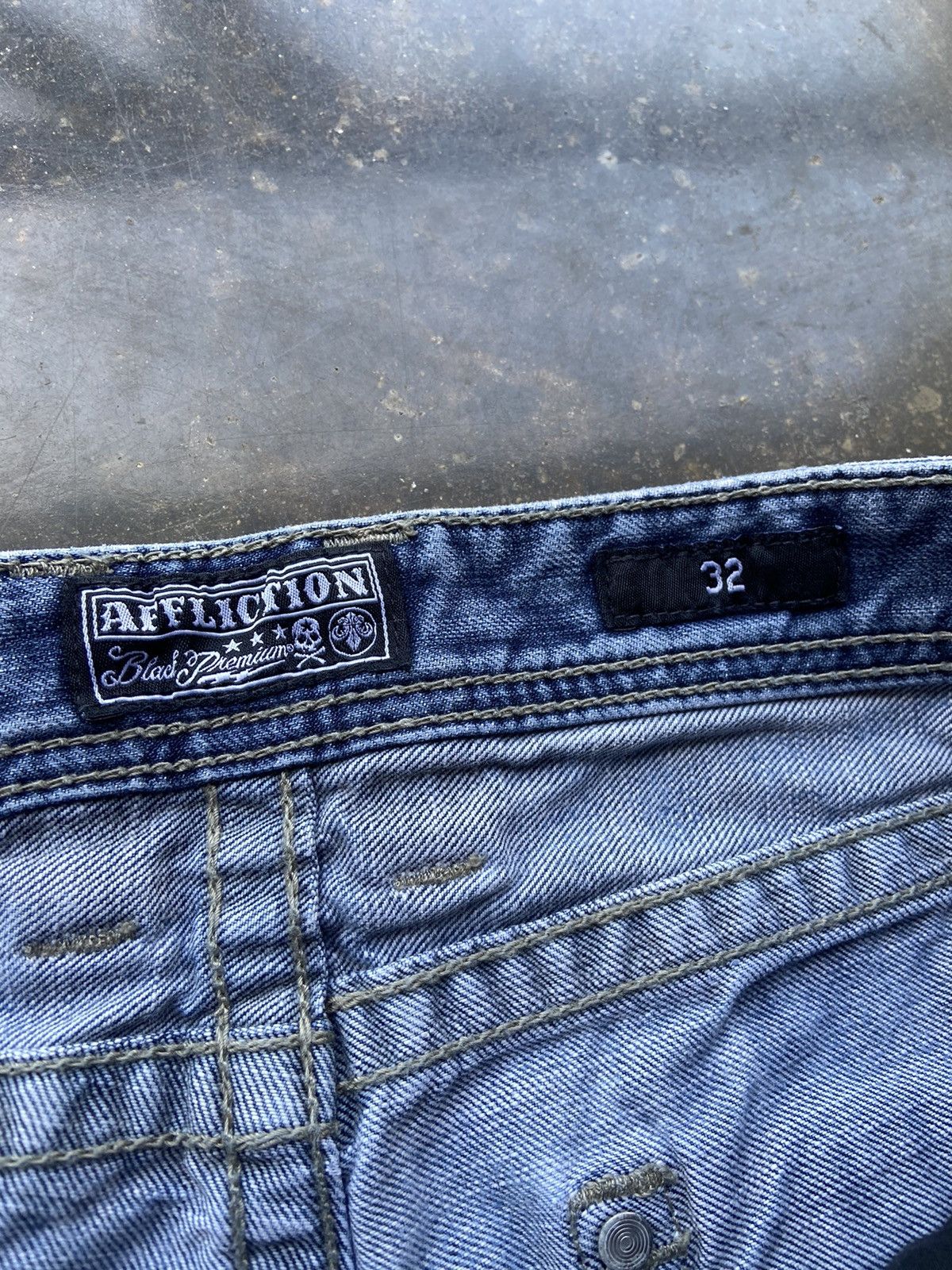 Affliction × Vintage Crazy Vintage Affliction Brand Blue Jeans 32x30 Size US 32 / EU 48 - 7 Thumbnail