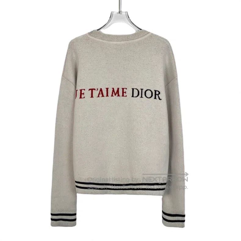Dior Dior Apricot-coloured love letter inlaid cashmere round-ne Size M / US 6-8 / IT 42-44 - 2 Thumbnail