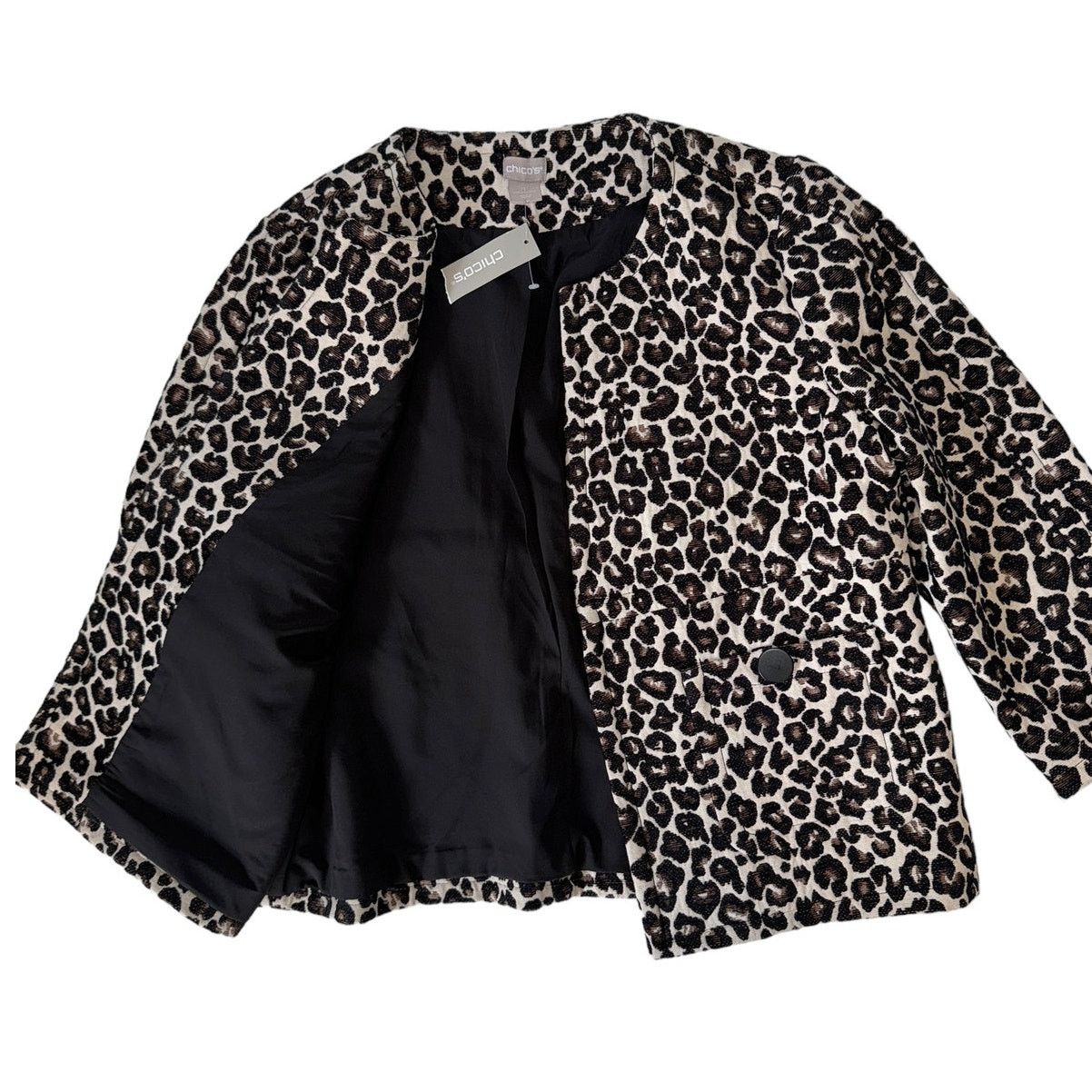 Chicos Chico’s Animal Print Jacquard Jacket Medium NWT Button Front Size M / US 6-8 / IT 42-44 - 7 Thumbnail