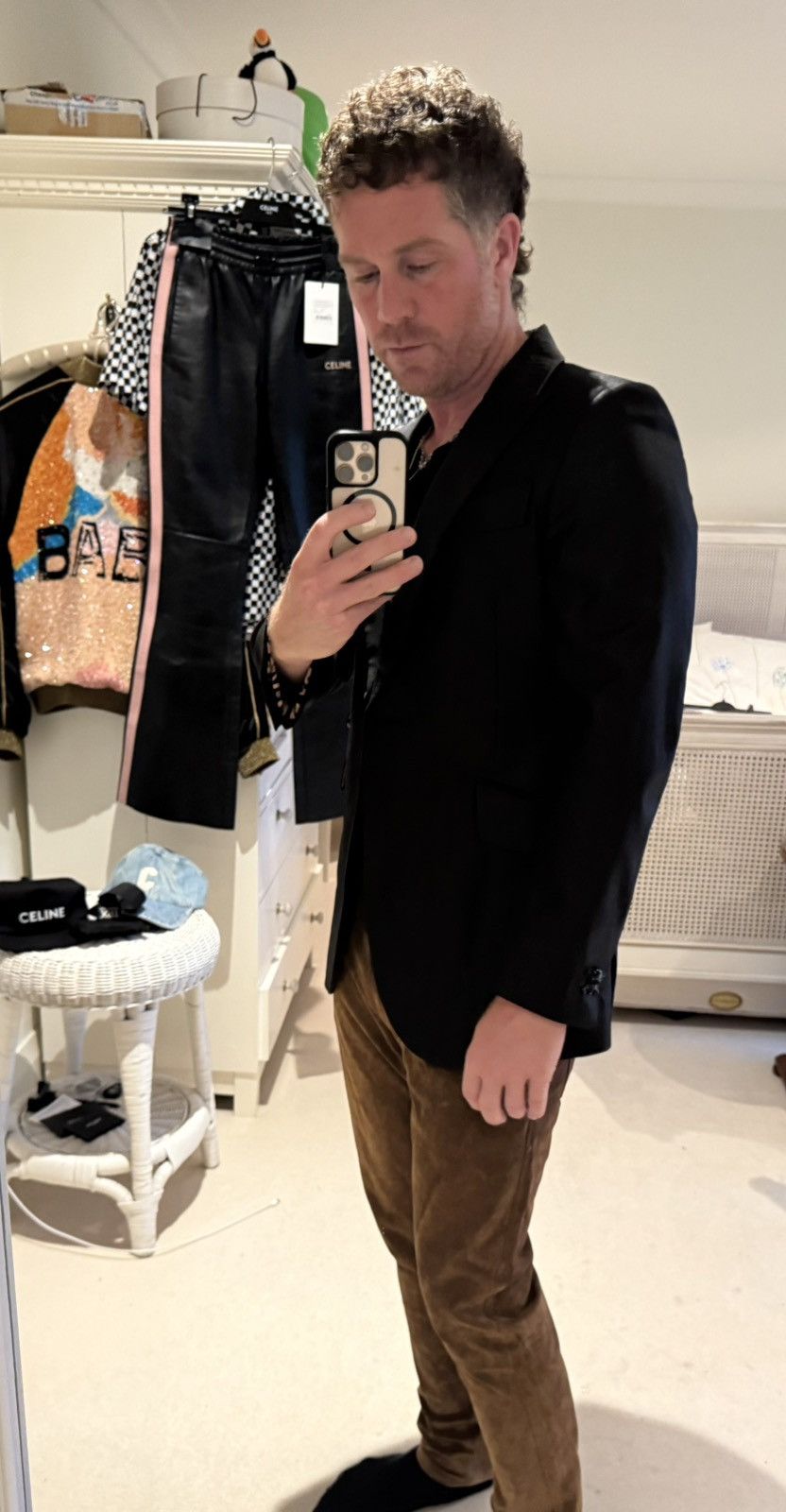 Sir Tom Baker 3k Sir Tom Baker tuxedo leather Fuck you leopard suit jacket Size 38R - 3 Thumbnail