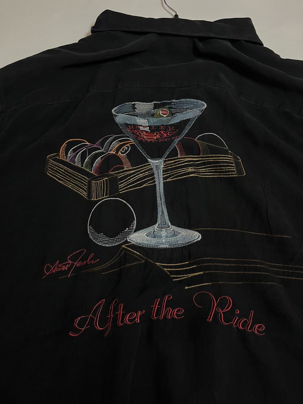 Harley Davidson × Vintage Silk Harley Davidson Embroidered button up Size US XL / EU 56 / 4 - 4 Thumbnail