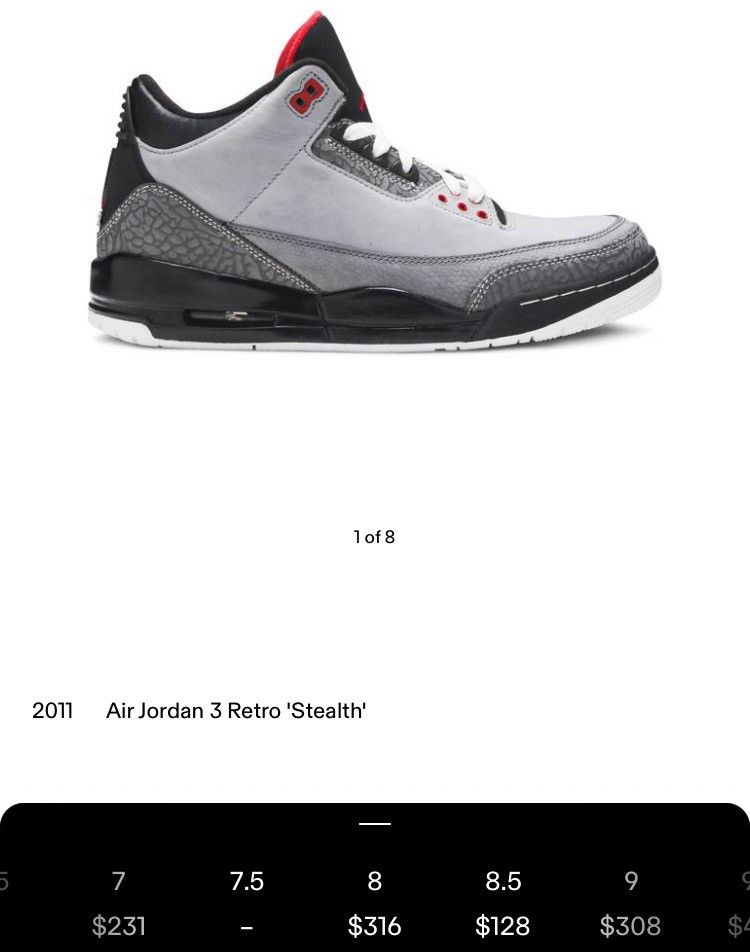 Nike Air jordan 3 Retro ‘Stealth’ 2011 Size US 8 / EU 41 - 2 Thumbnail